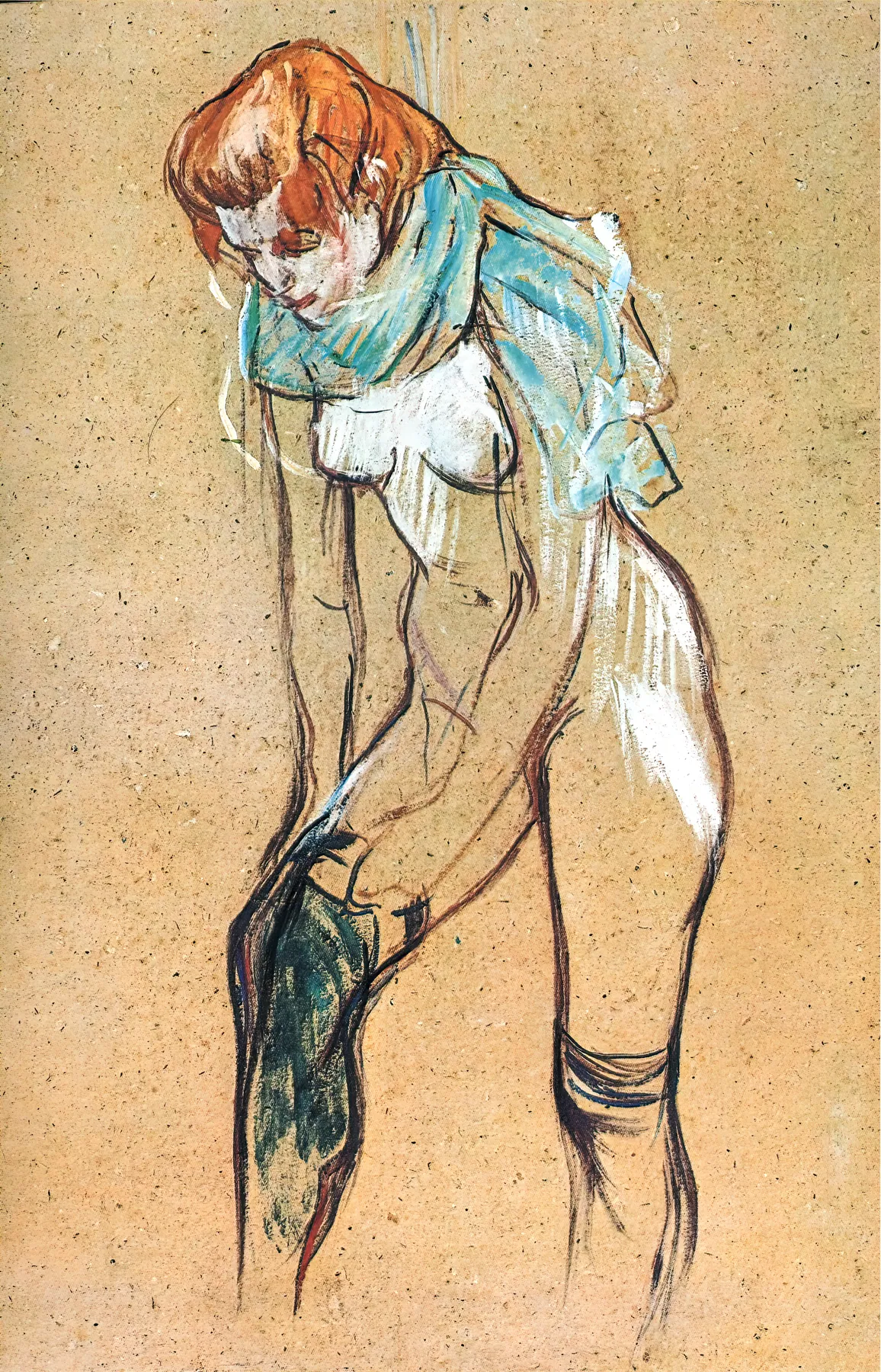 Mujer tirando de sus medias, de Henri de Toulouse-Lautrec