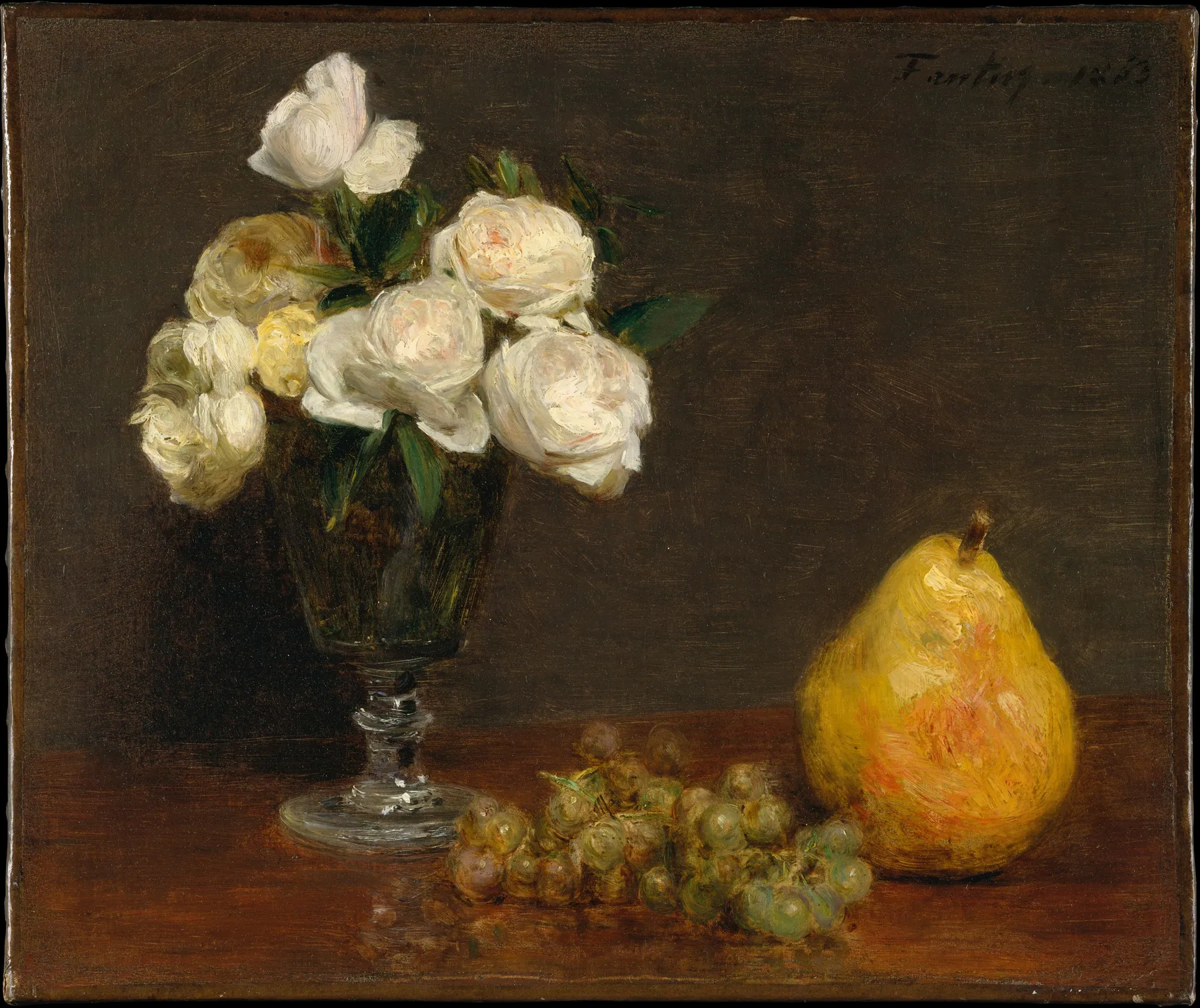 Bodegón con rosas y fruta, de Henri Fantin-Latour