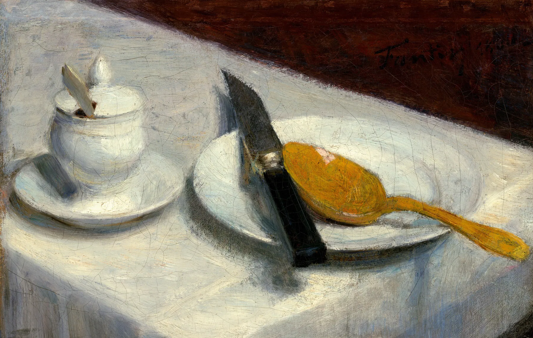 Bodegón con tarro de mostaza, de Henri Fantin-Latour