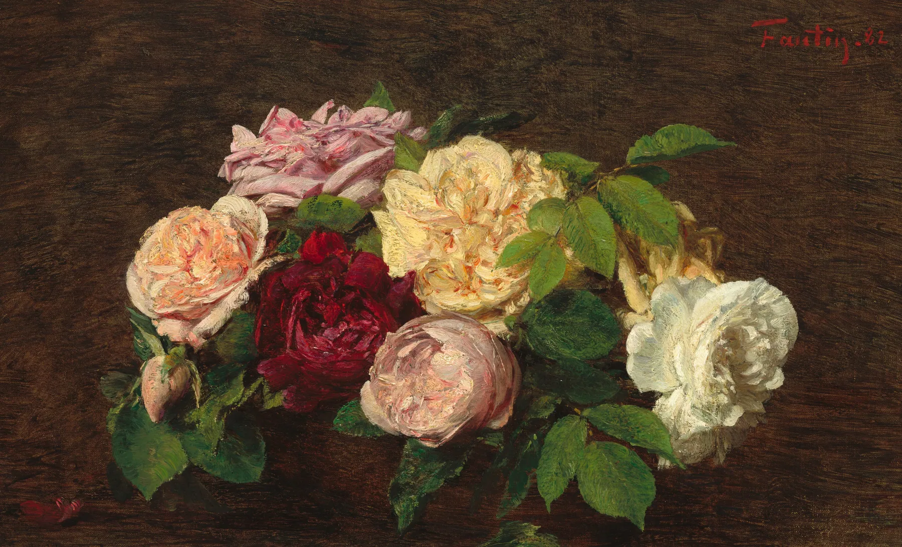 Rosas de Niza sobre una mesa, de Henri Fantin-Latour