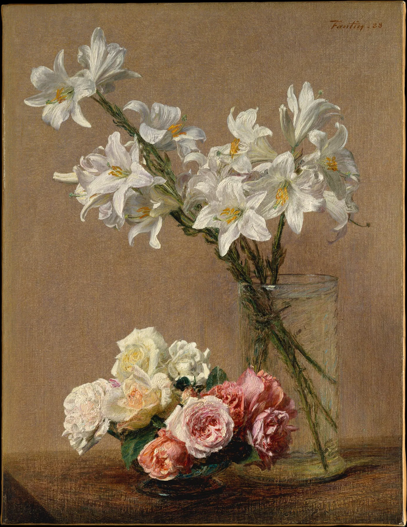 Rosas y lirios, de Henri Fantin-Latour