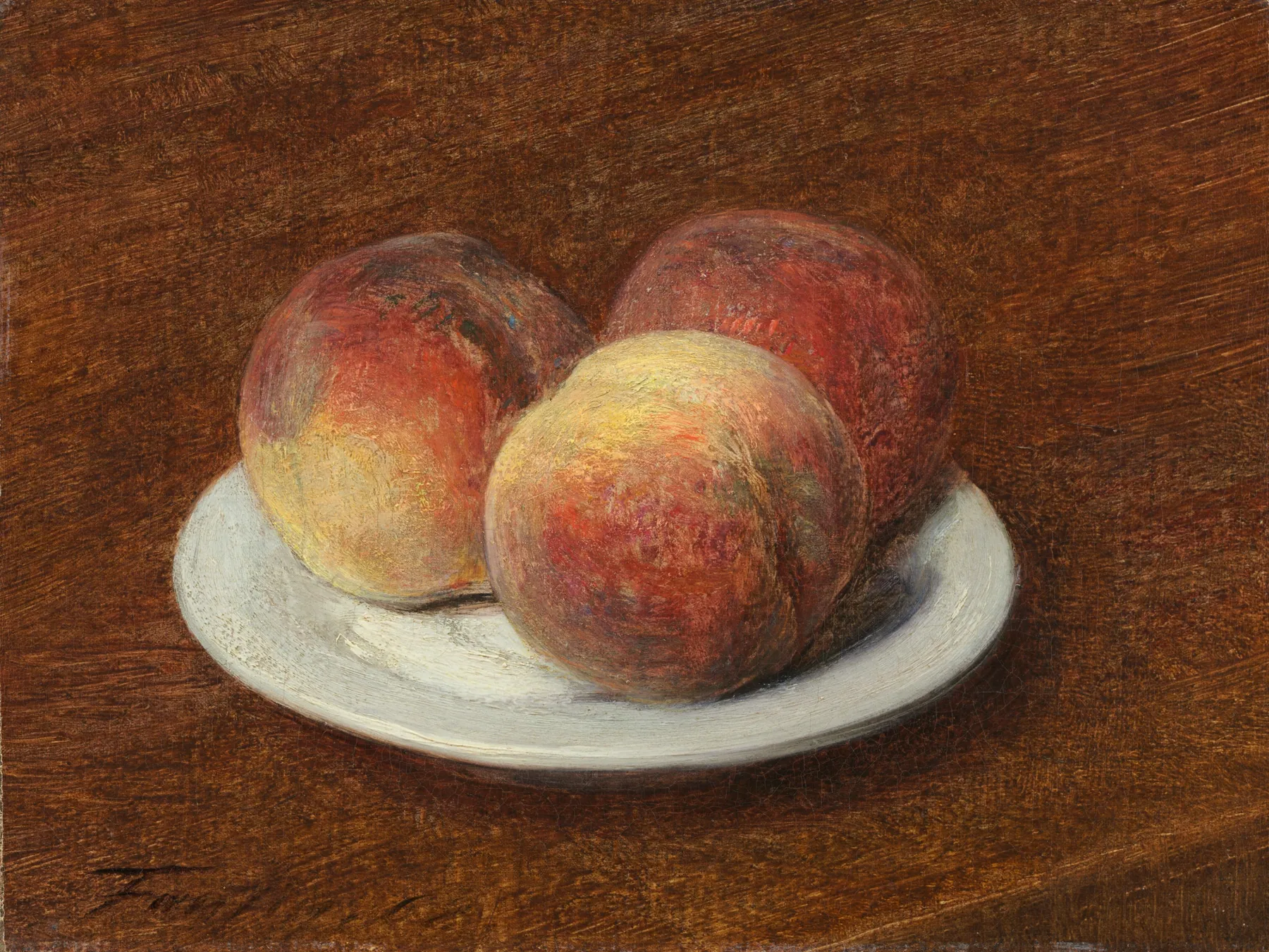 Tres melocotones en un plato, de Henri Fantin-Latour