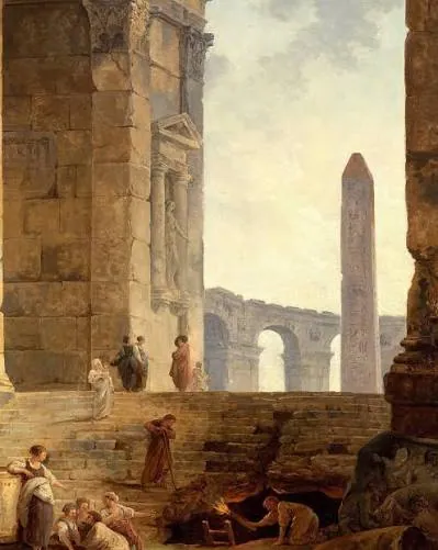El obelisco en ruinas, de Hubert Robert
