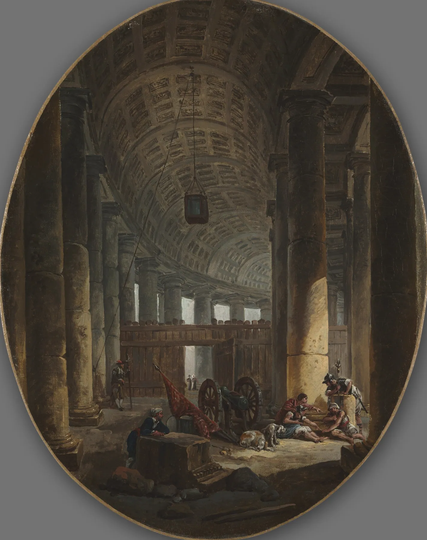 La columnata de San Pedro, Roma, durante el cónclave, de Hubert Robert
