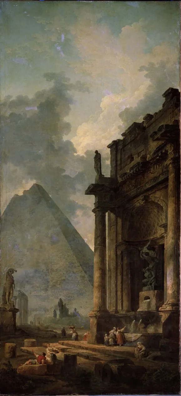 Imaginary Landscape with Pyramids, by Hubert Robert
