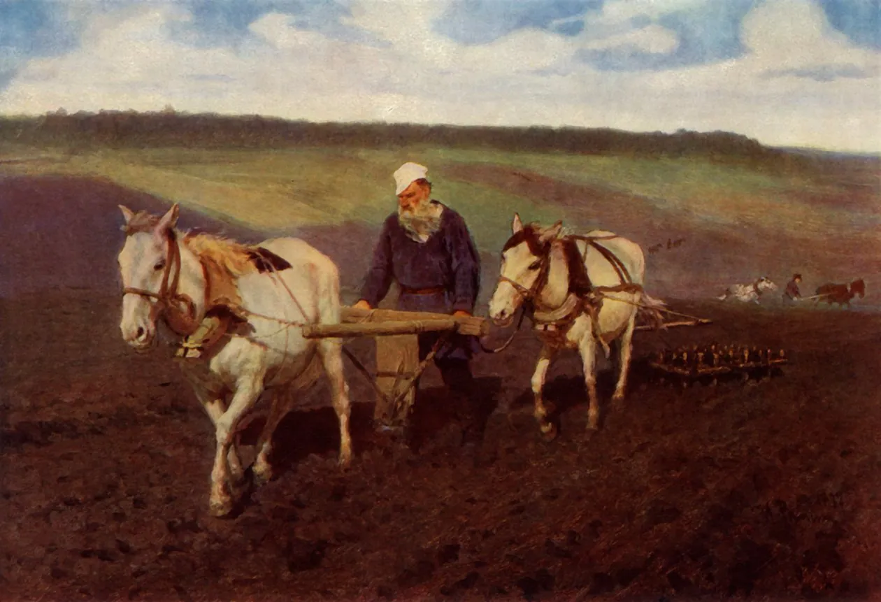 Tolstói arando, de Ilyá Repin