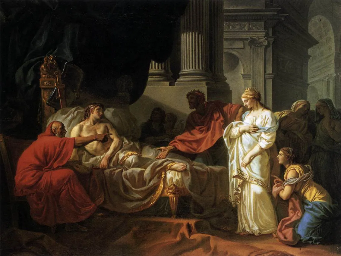 Erasistrato descubriendo la causa de la enfermedad de Antíoco, de Jacques-Louis David