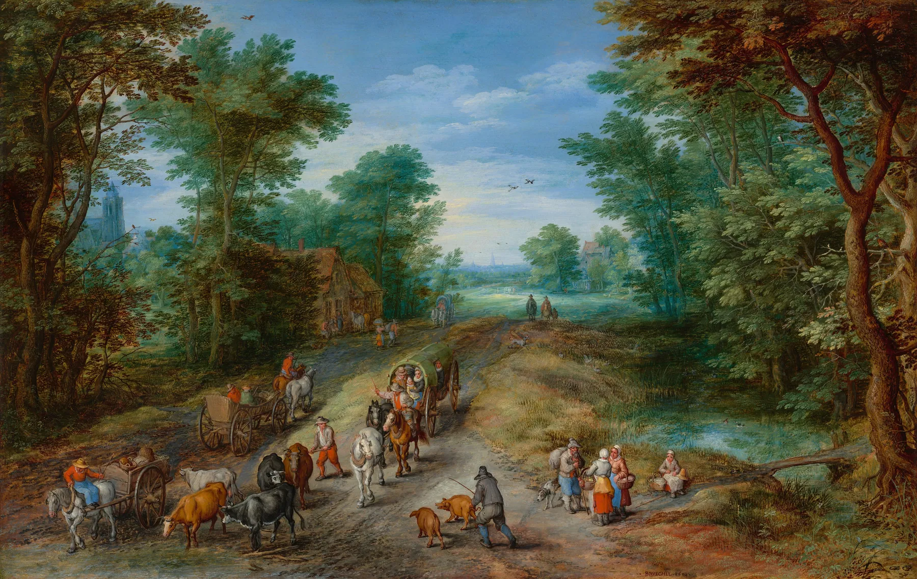 Paisaje boscoso con viajeros, de Jan Brueghel el Viejo