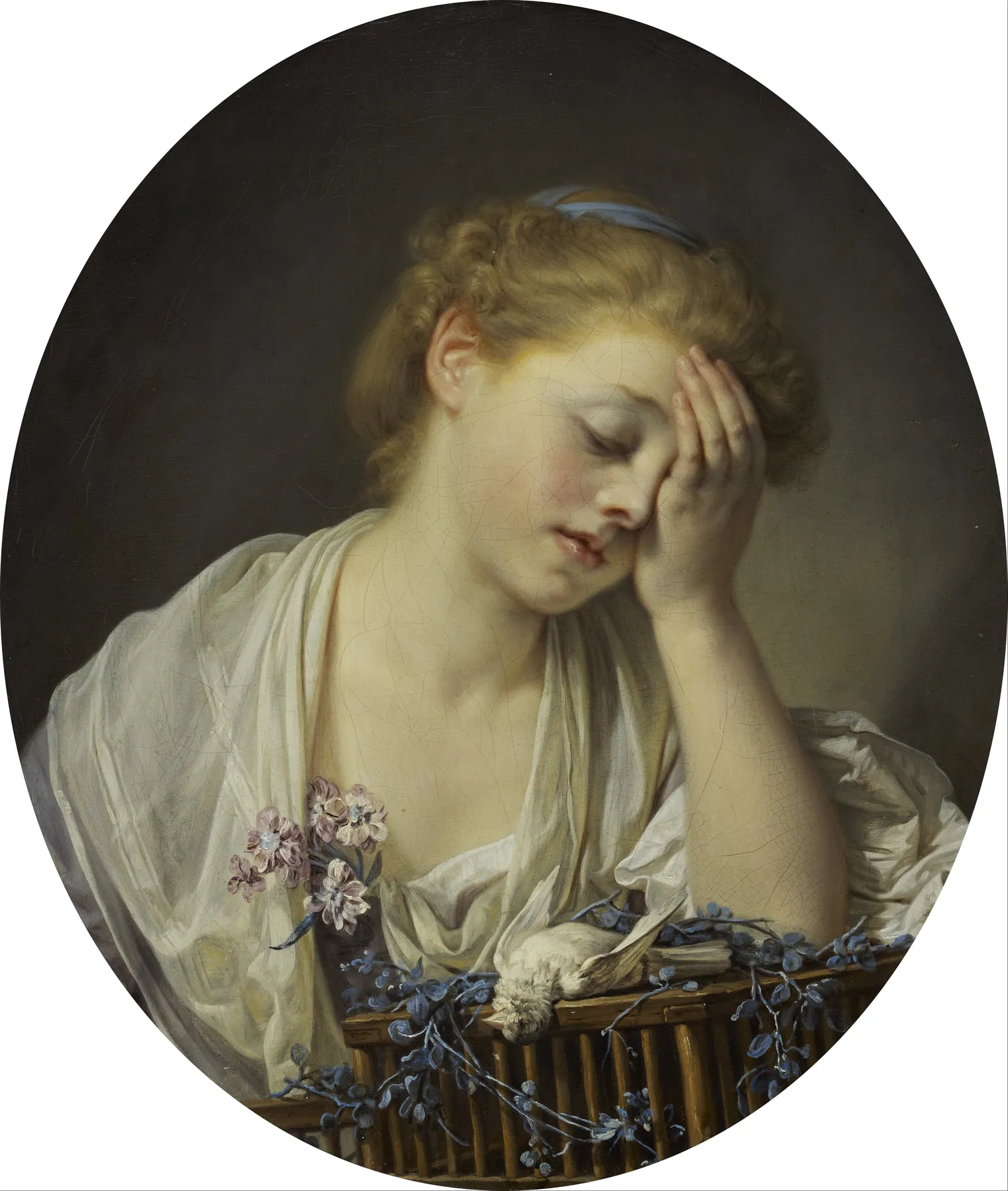 La joven que llora a su pájaro muerto, de Jean-Baptiste Greuze