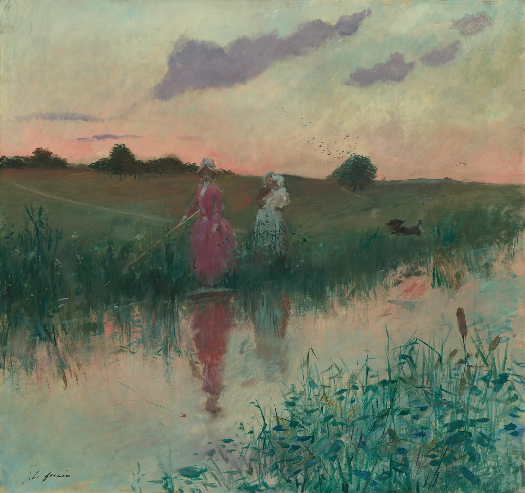 La esposa del artista pescando, de Jean-Louis Forain