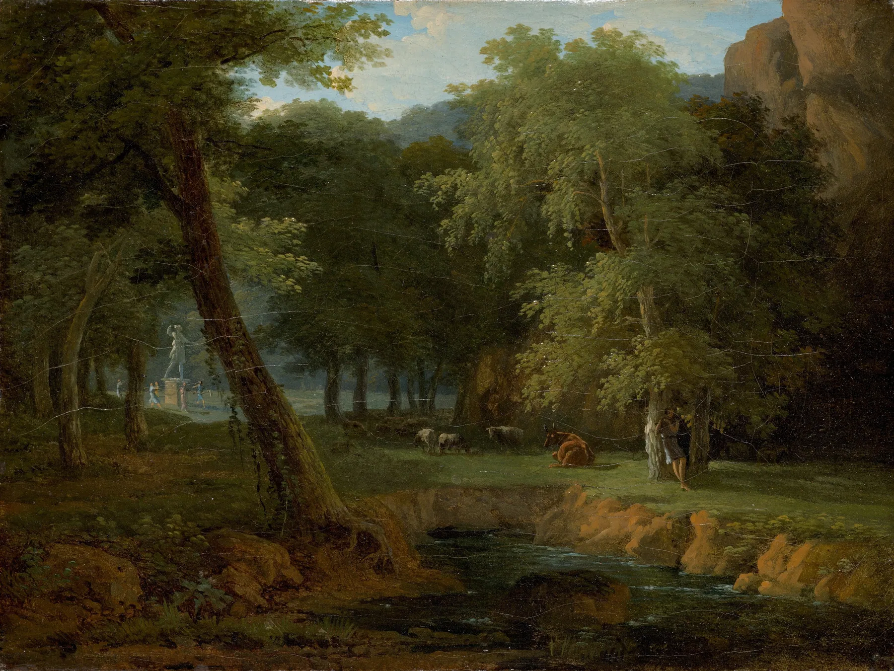 Escena boscosa con ninfas y un hermes, de Jean-Victor Bertin