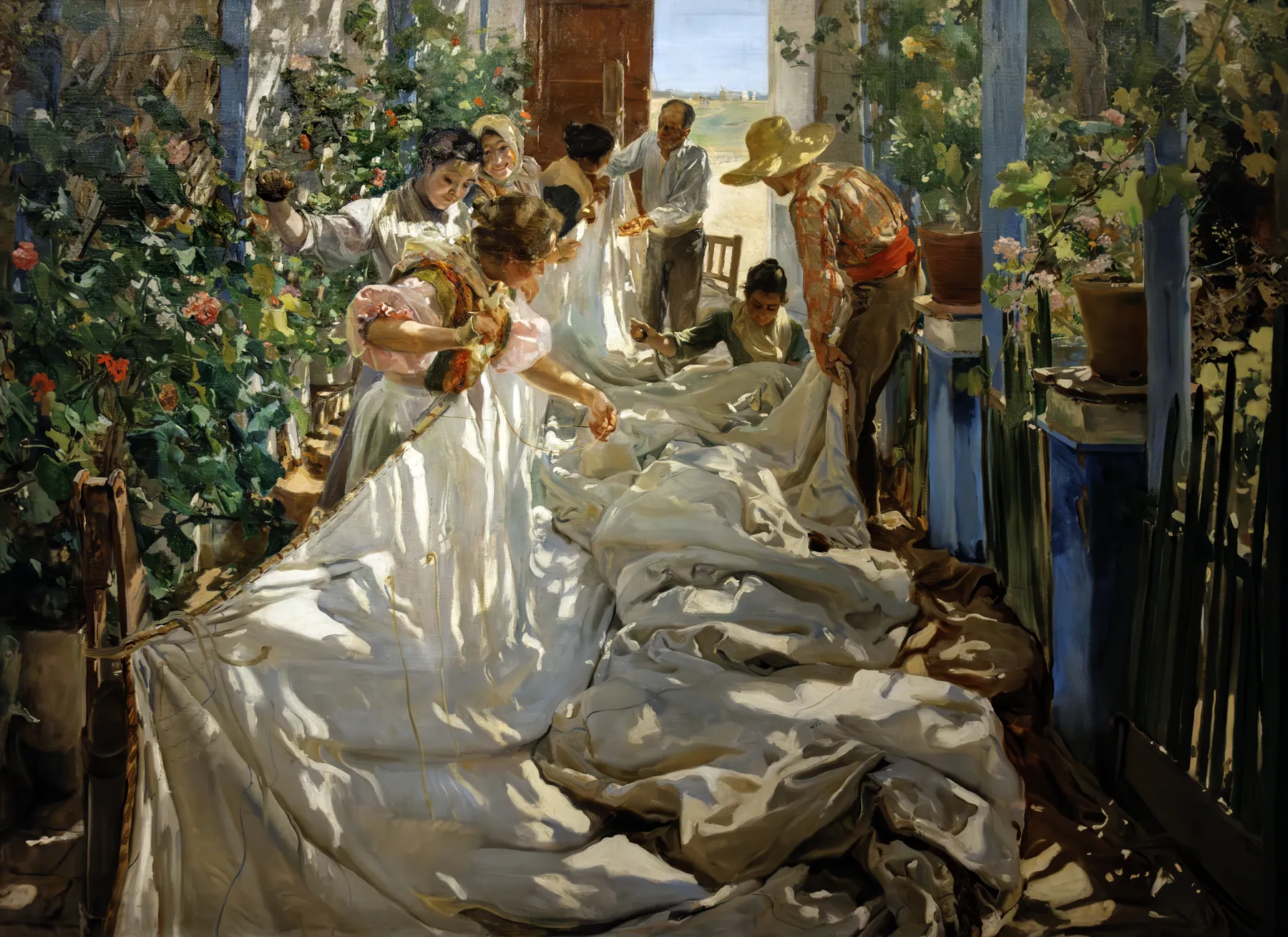 Cosiendo la vela, de Joaquín Sorolla