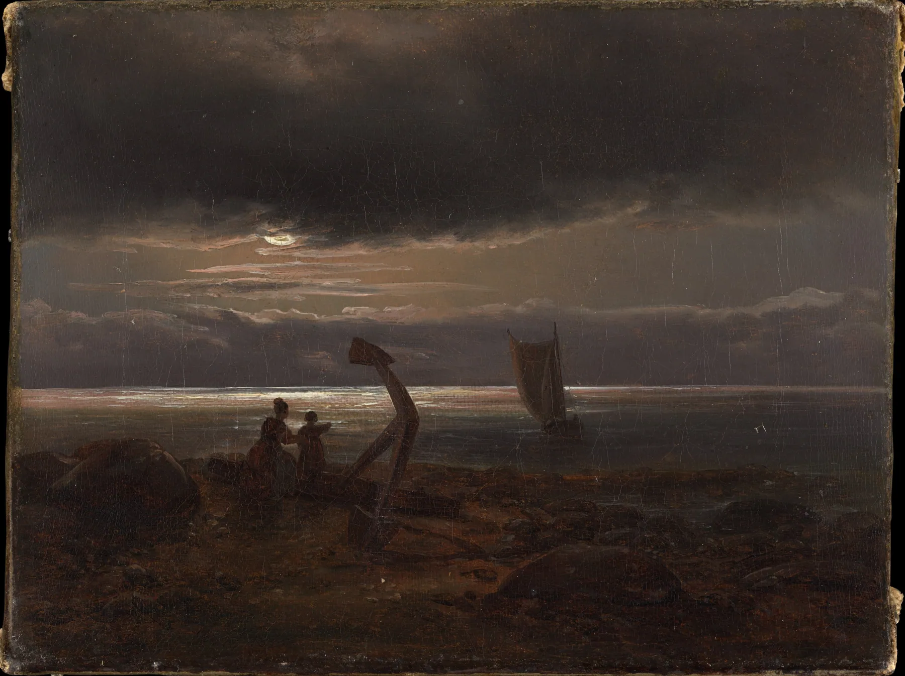 Madre e hijo junto al mar, de Johan Christian Dahl