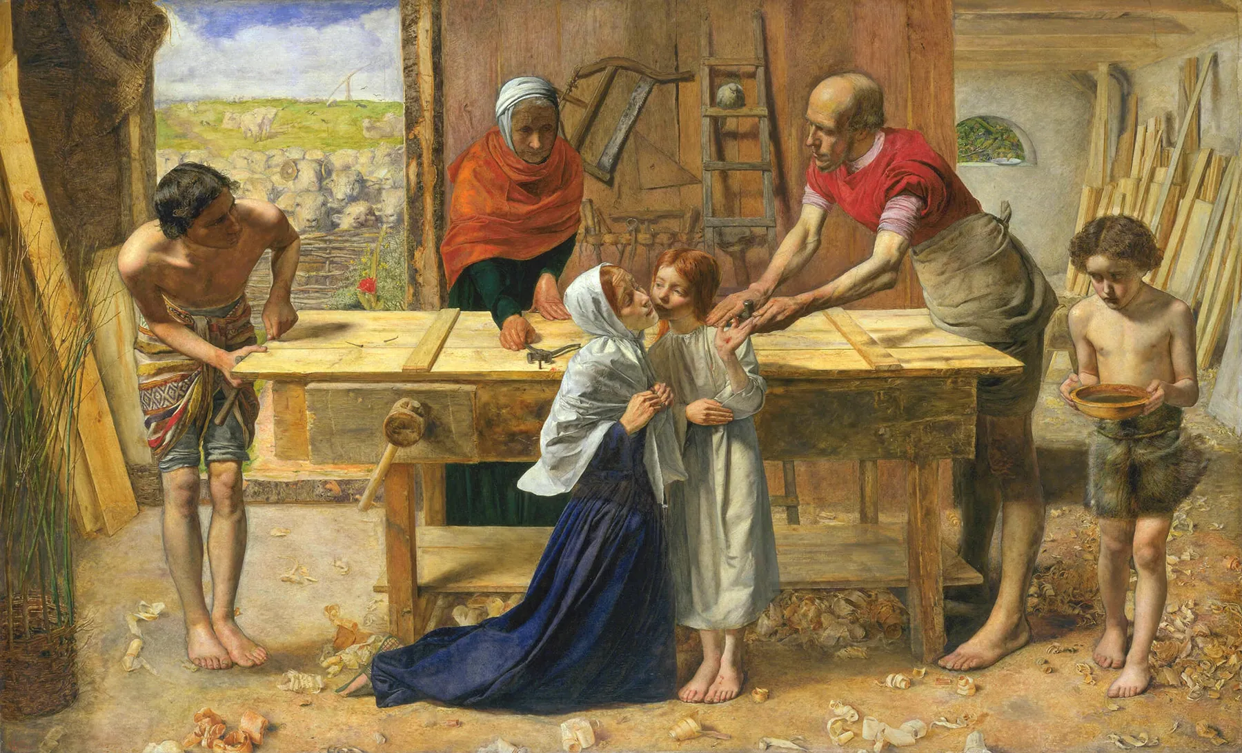 Cristo en casa de sus padres, de John Everett Millais