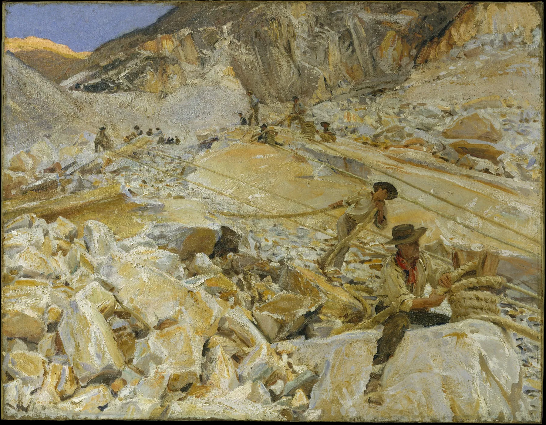Bajando el mármol de las canteras a Carrara, de John Singer Sargent