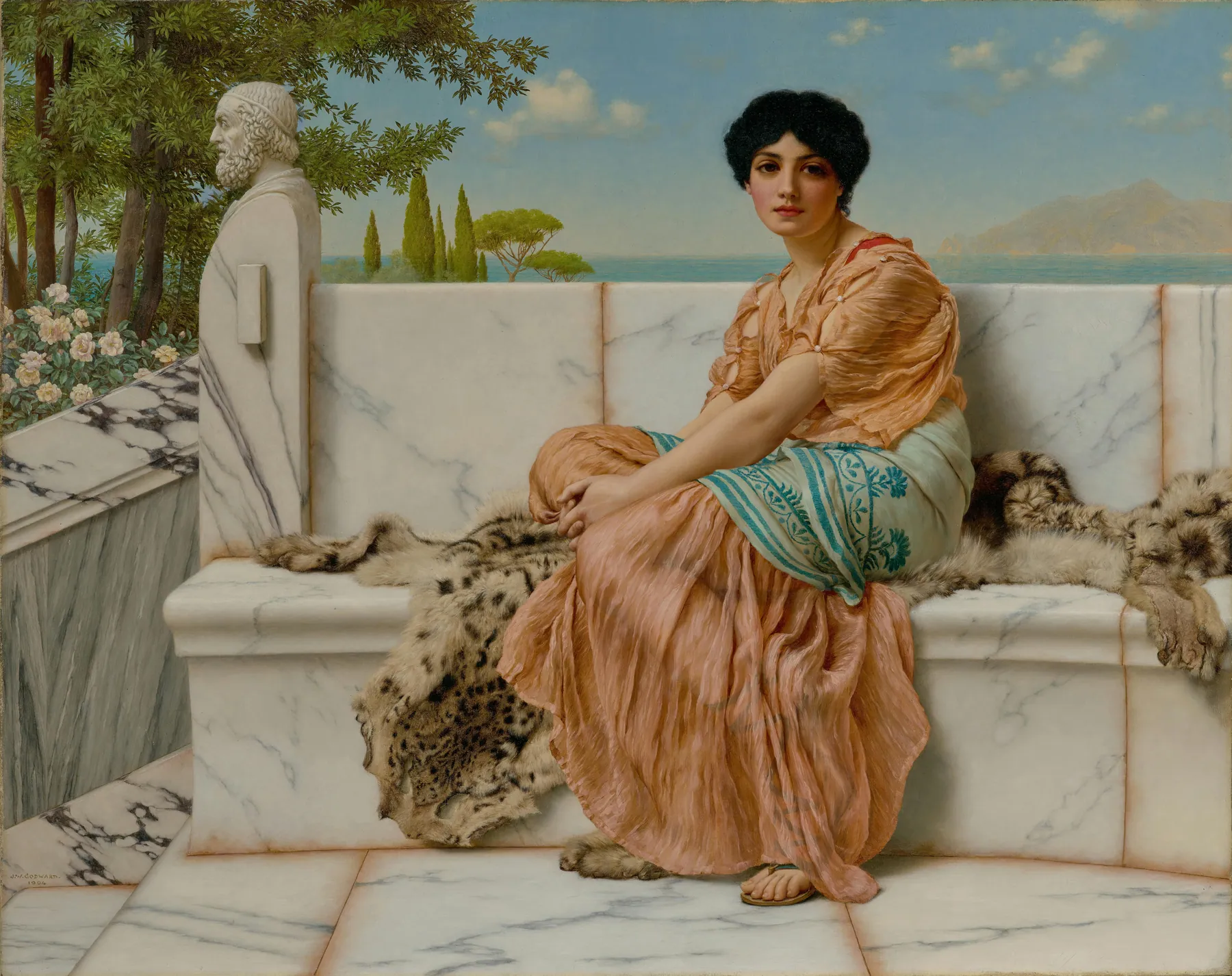 En los días de Safo, de John William Godward