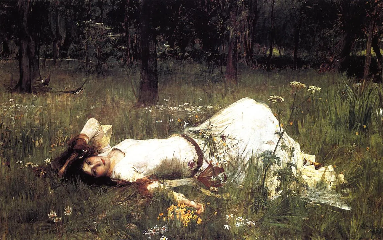 Ofelia (estudio en el prado), de John William Waterhouse