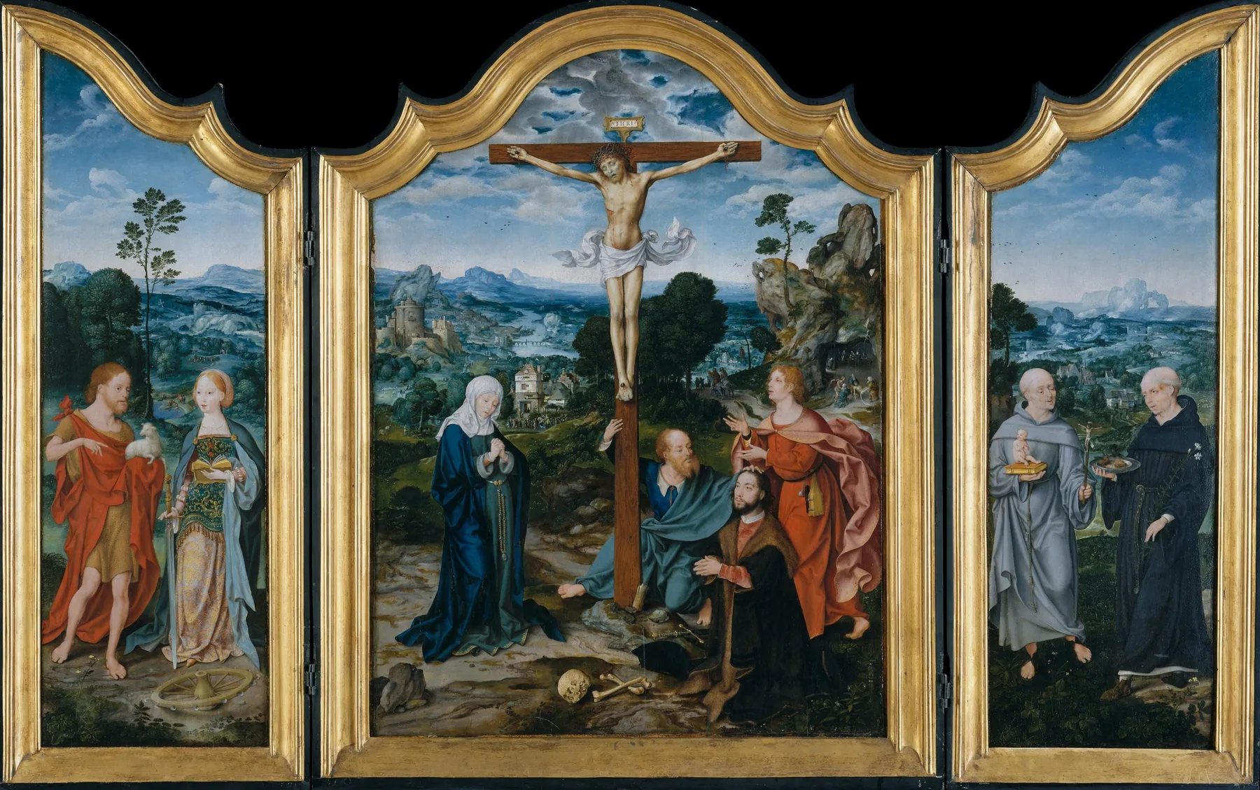La Crucifixión con santos y un donante, de Joos van Cleve