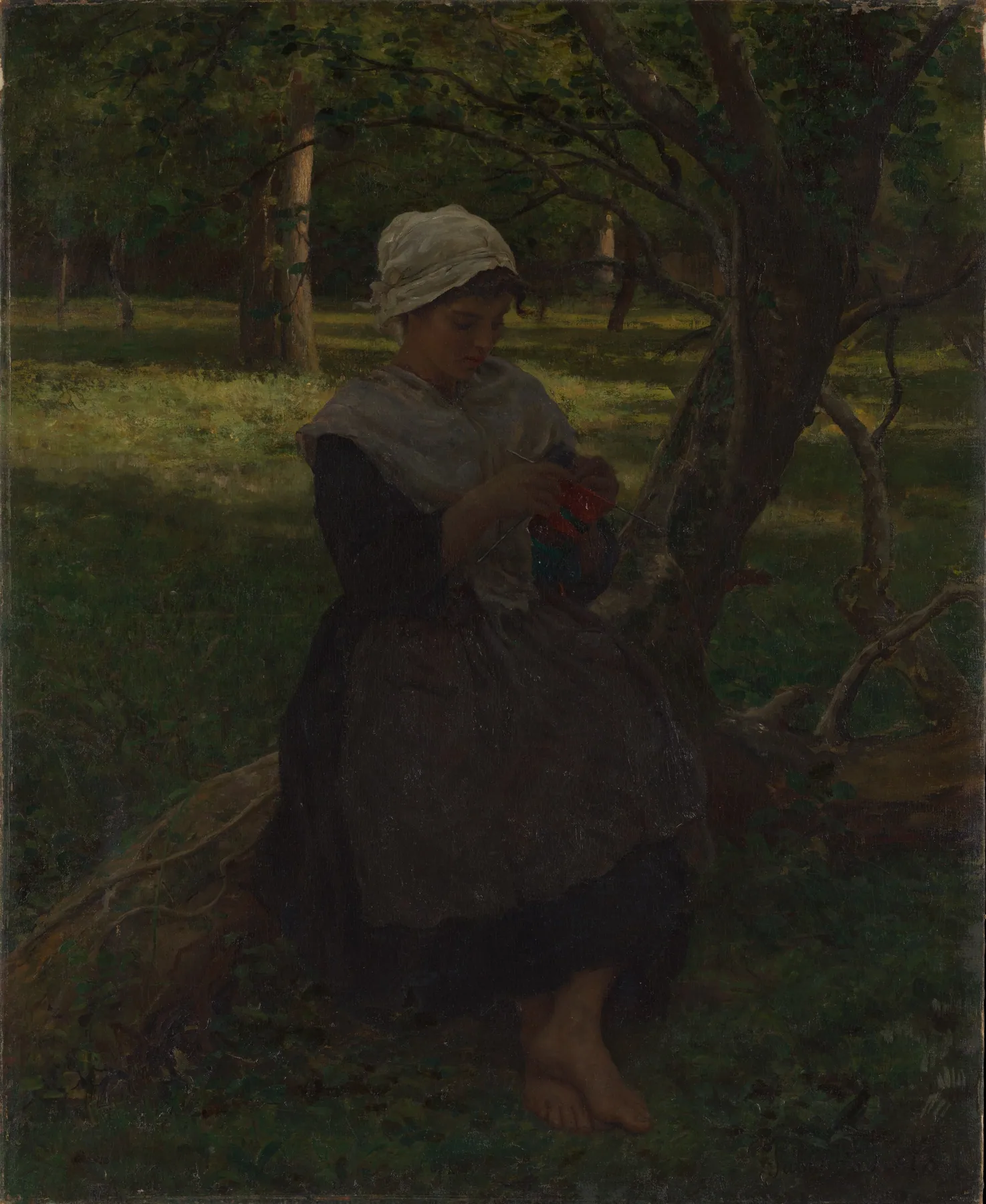 Campesina tejiendo, de Jules Breton