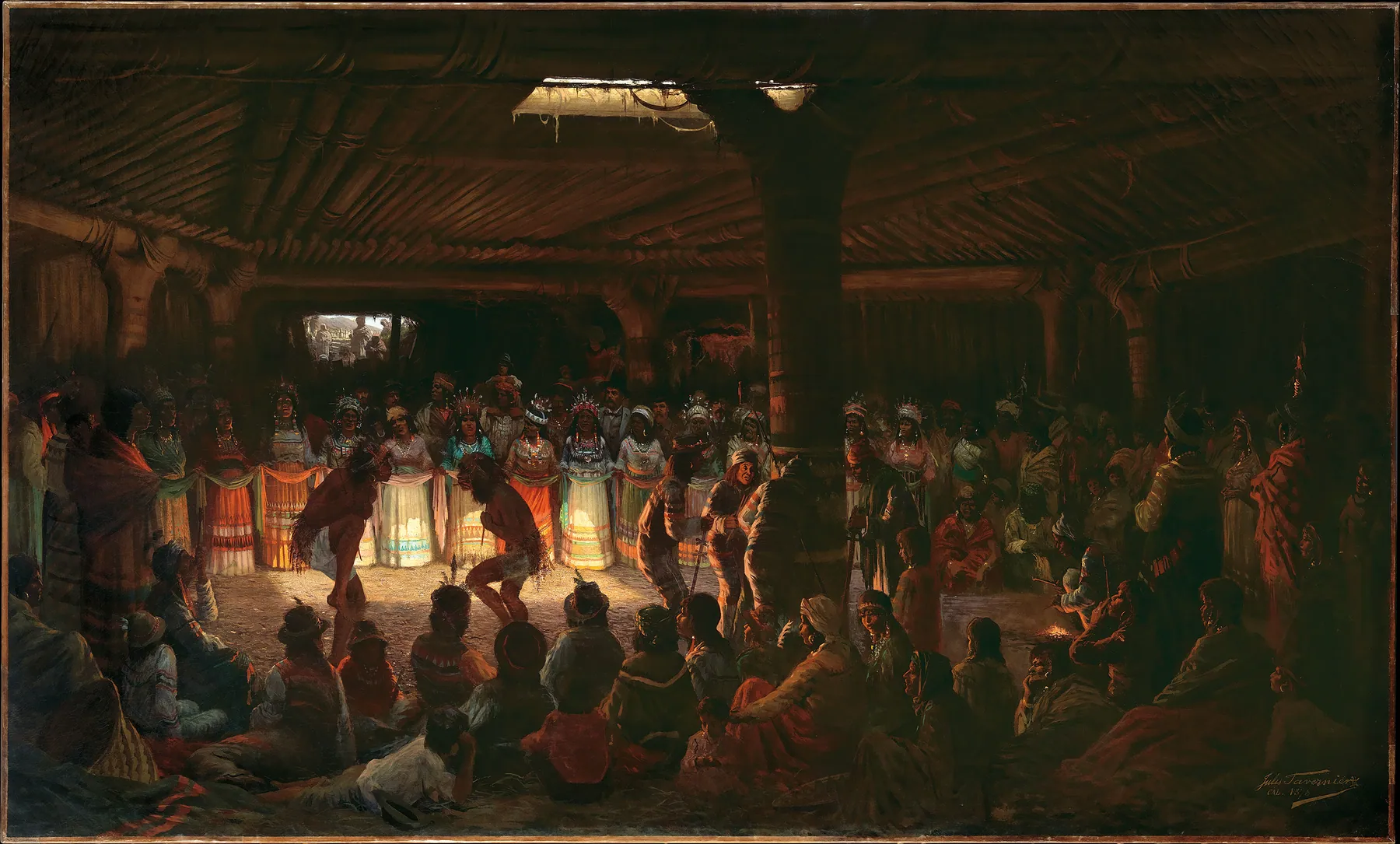 Danza en una casa subterránea en Clear Lake, California, de Jules Tavernier