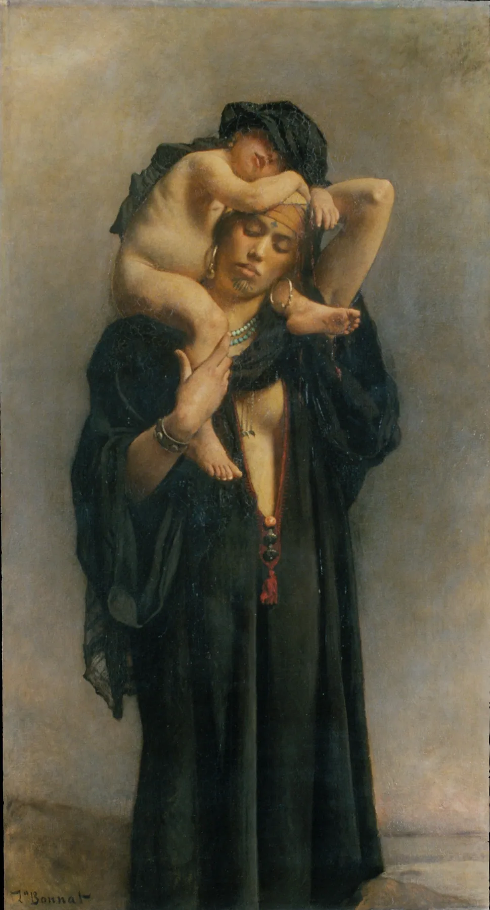 Una campesina egipcia con su hijo, de Léon Bonnat