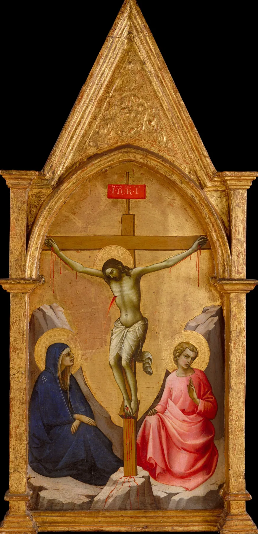 Cristo crucificado entre la Virgen y San Juan Evangelista, de Lorenzo Monaco