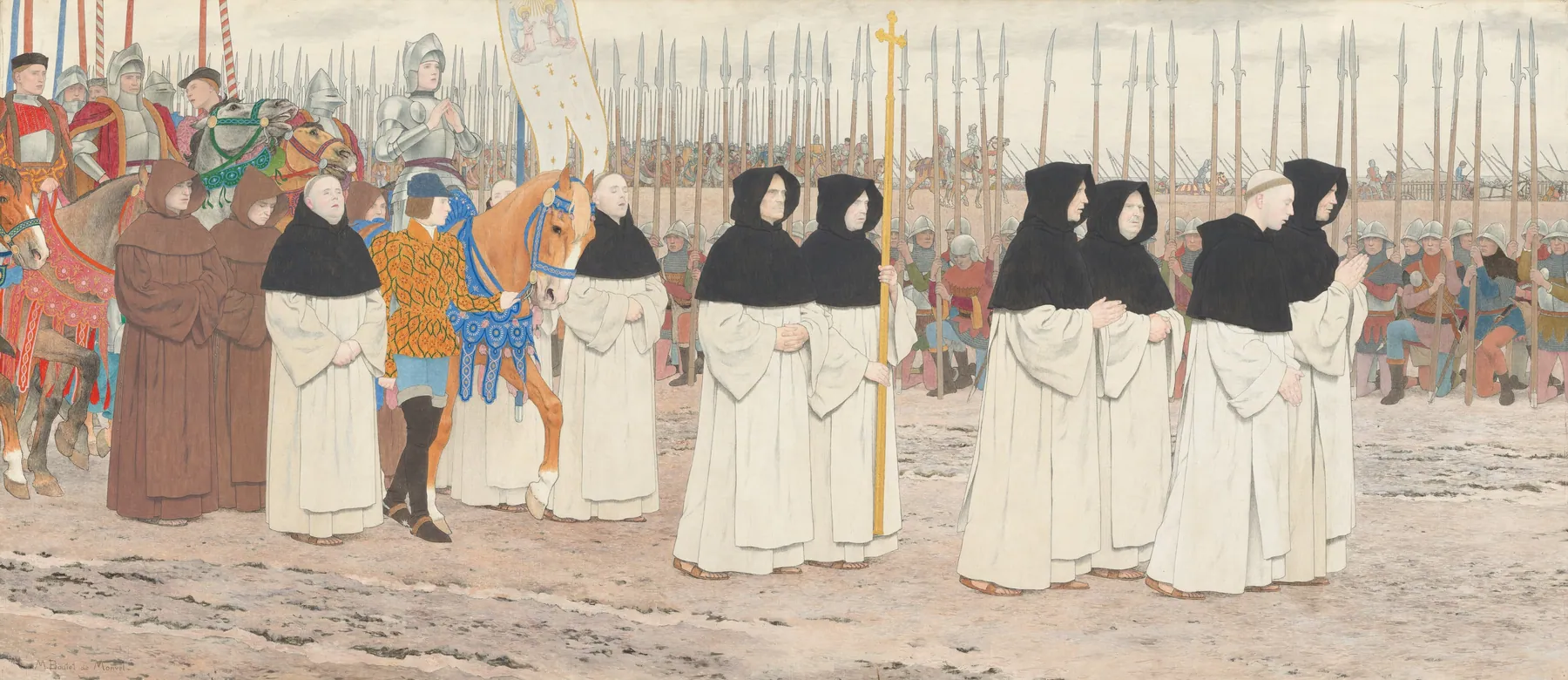La doncella con armadura a caballo (Serie de Juana de Arco, III), de Louis Maurice Boutet de Monvel