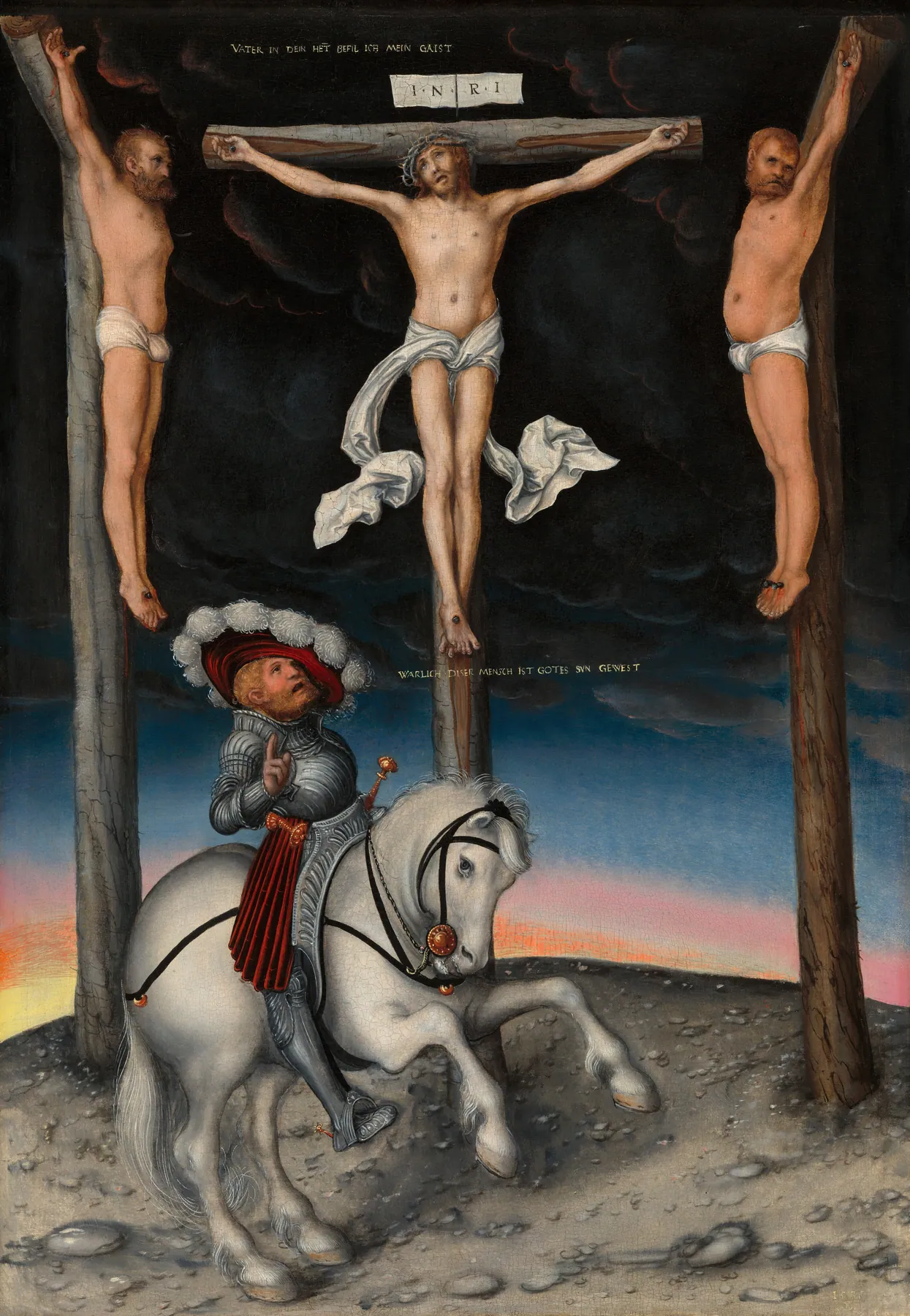 La crucifixión con el centurión converso, de Lucas Cranach el Viejo