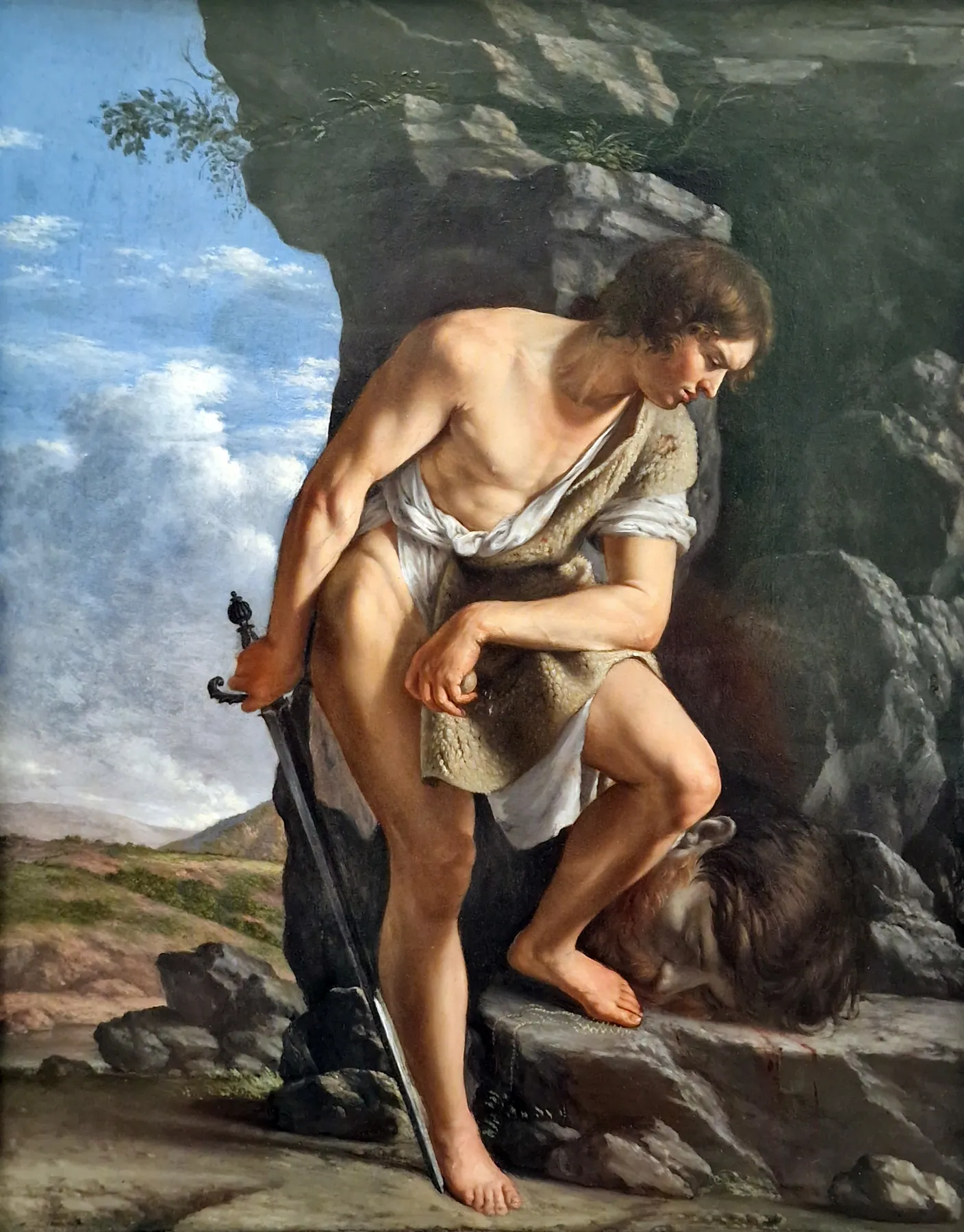 David contemplando la cabeza de Goliat, de Orazio Gentileschi