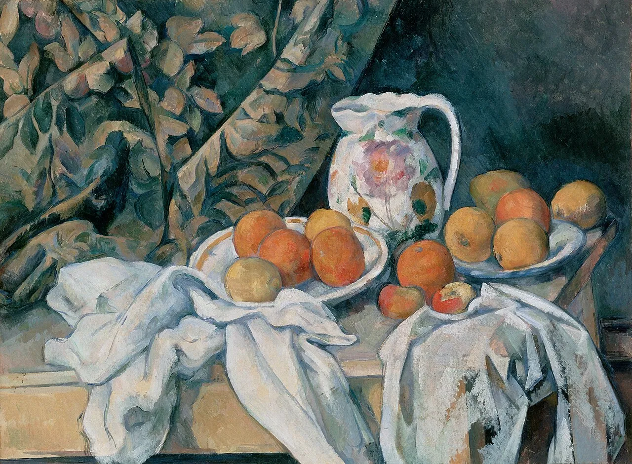 Bodegón con cortina, de Paul Cézanne