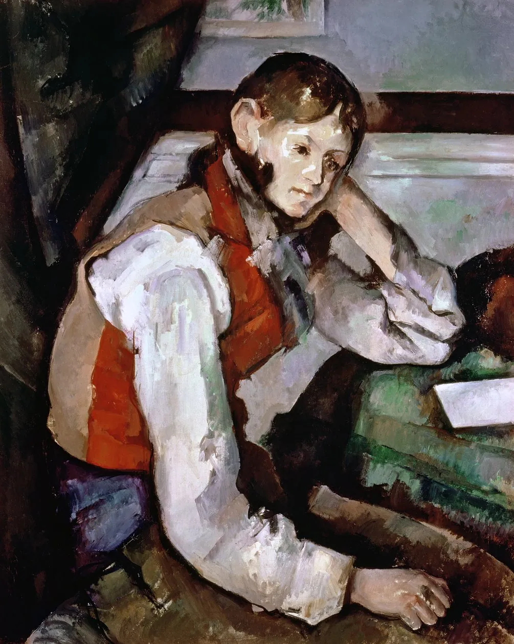 El muchacho del chaleco rojo, de Paul Cézanne