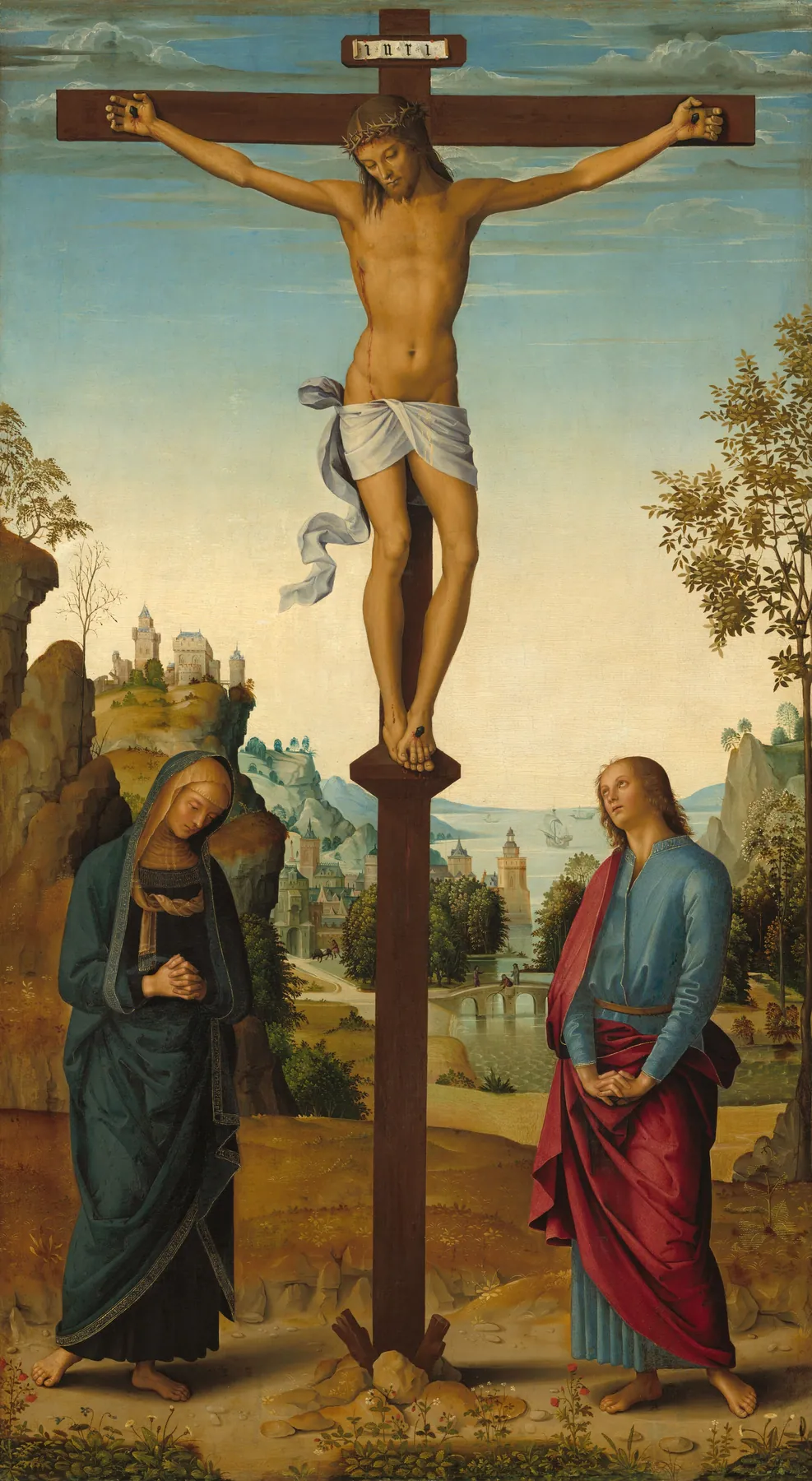 La crucifixión con la Virgen, san Juan, san Jerónimo y santa María Magdalena [panel central], de Perugino