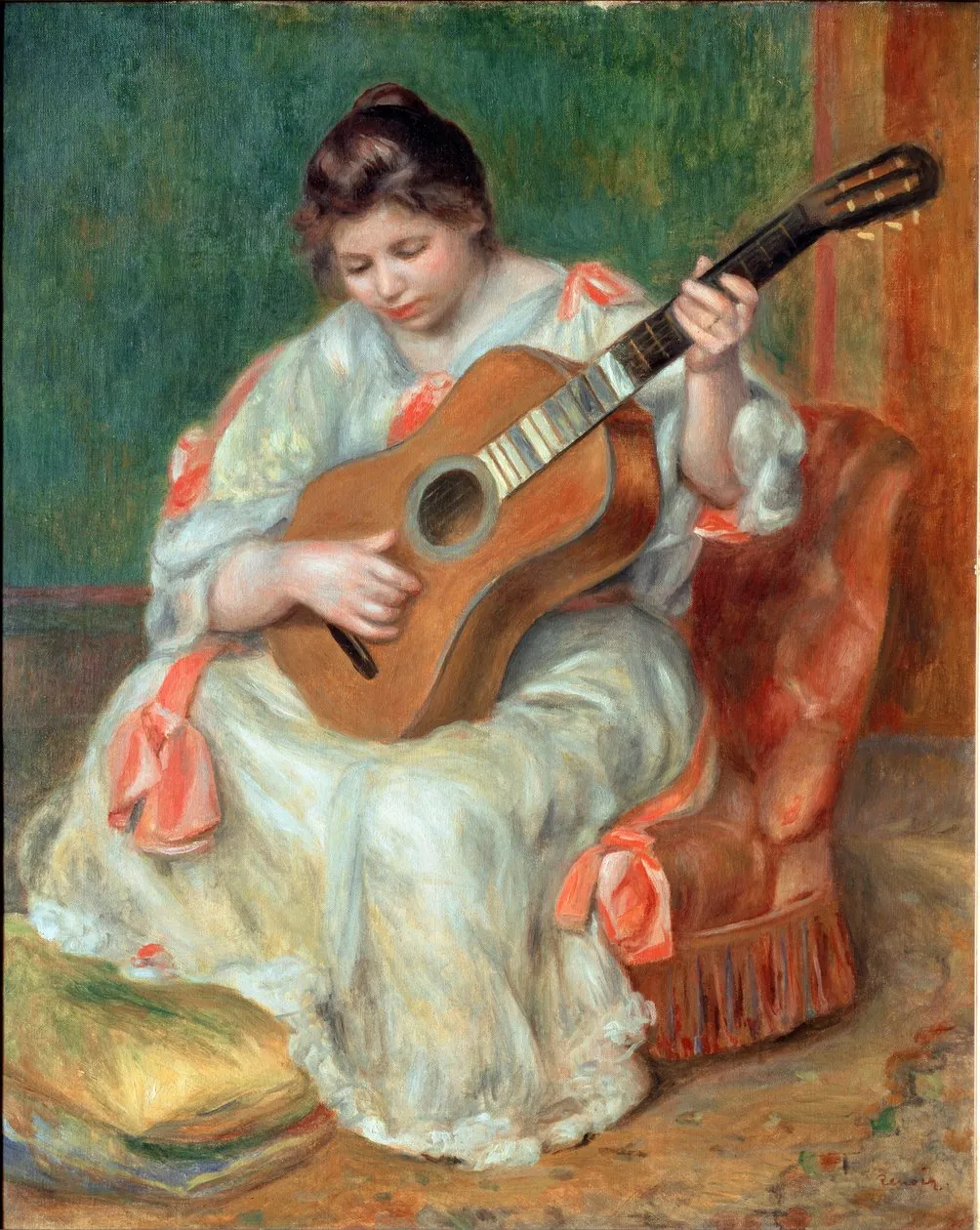 Mujer tocando la guitarra, de Pierre-Auguste Renoir