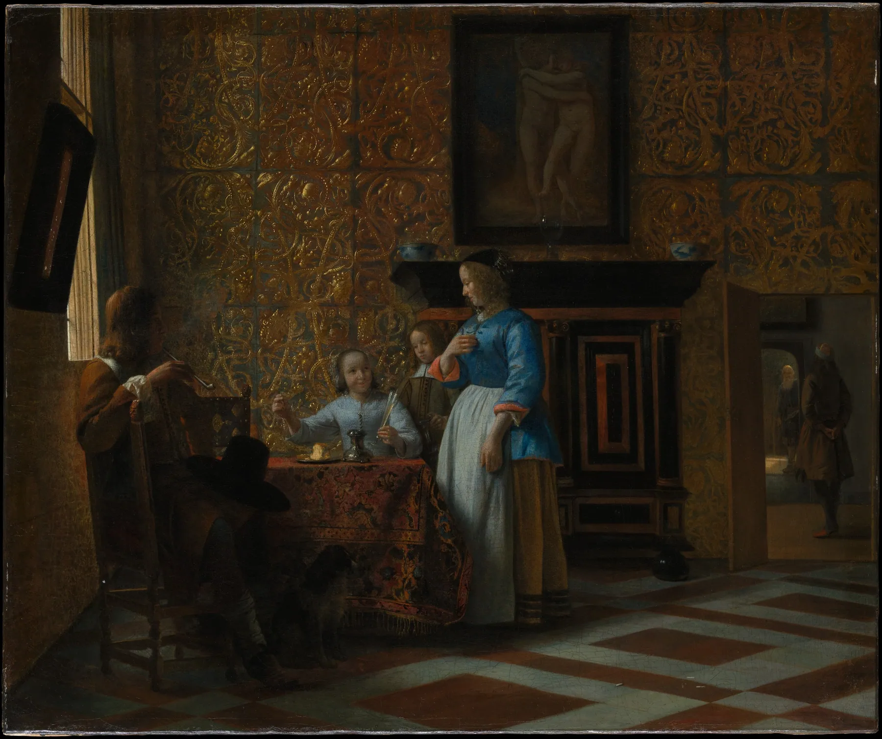 Momento de ocio en un entorno elegante, de Pieter de Hooch
