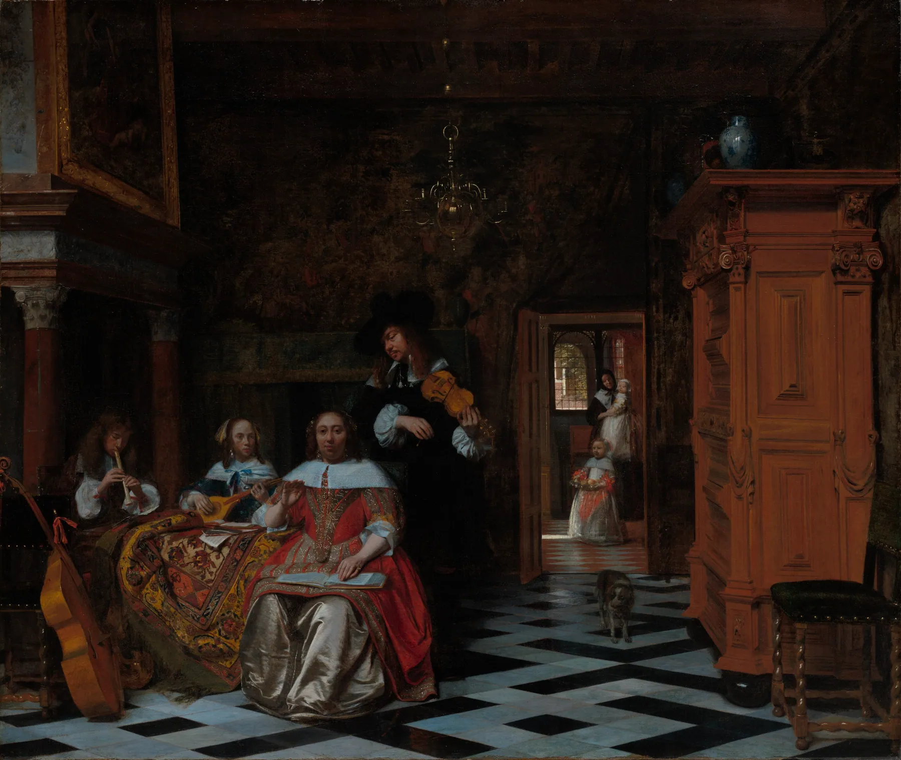 Retrato de una familia tocando música, de Pieter de Hooch