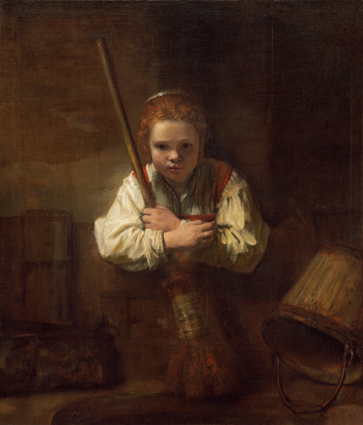 Joven con una escoba, de Rembrandt van Rijn
