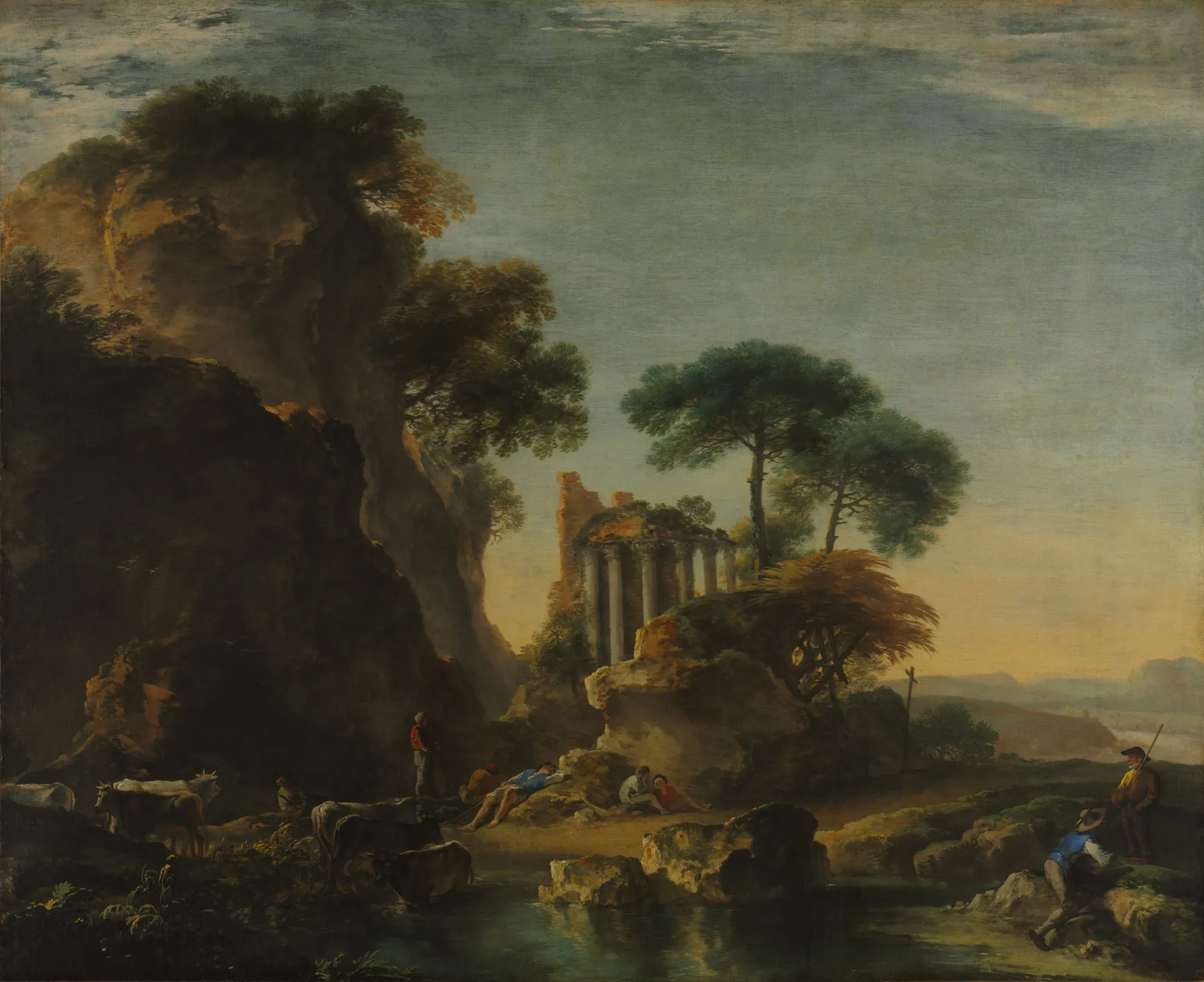 Ruinas en un paisaje rocoso, de Salvator Rosa