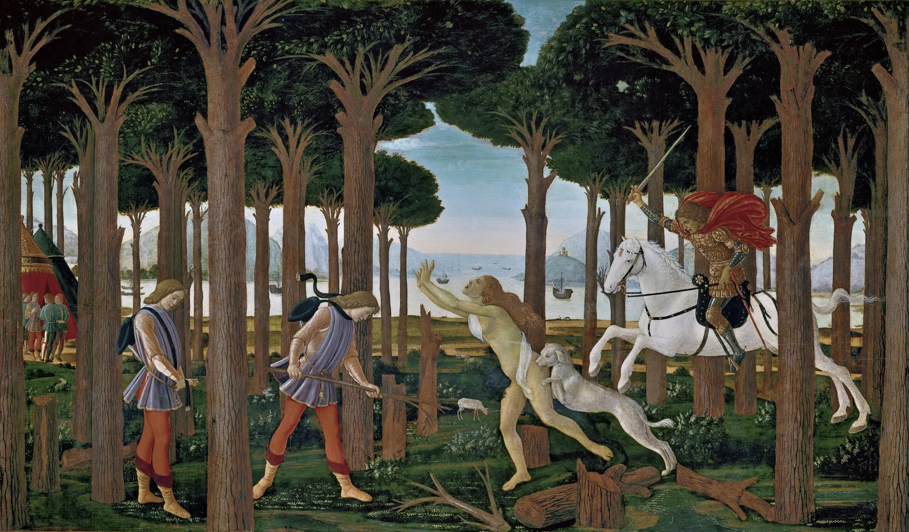 Historia de Nastagio degli Onesti I, de Sandro Botticelli