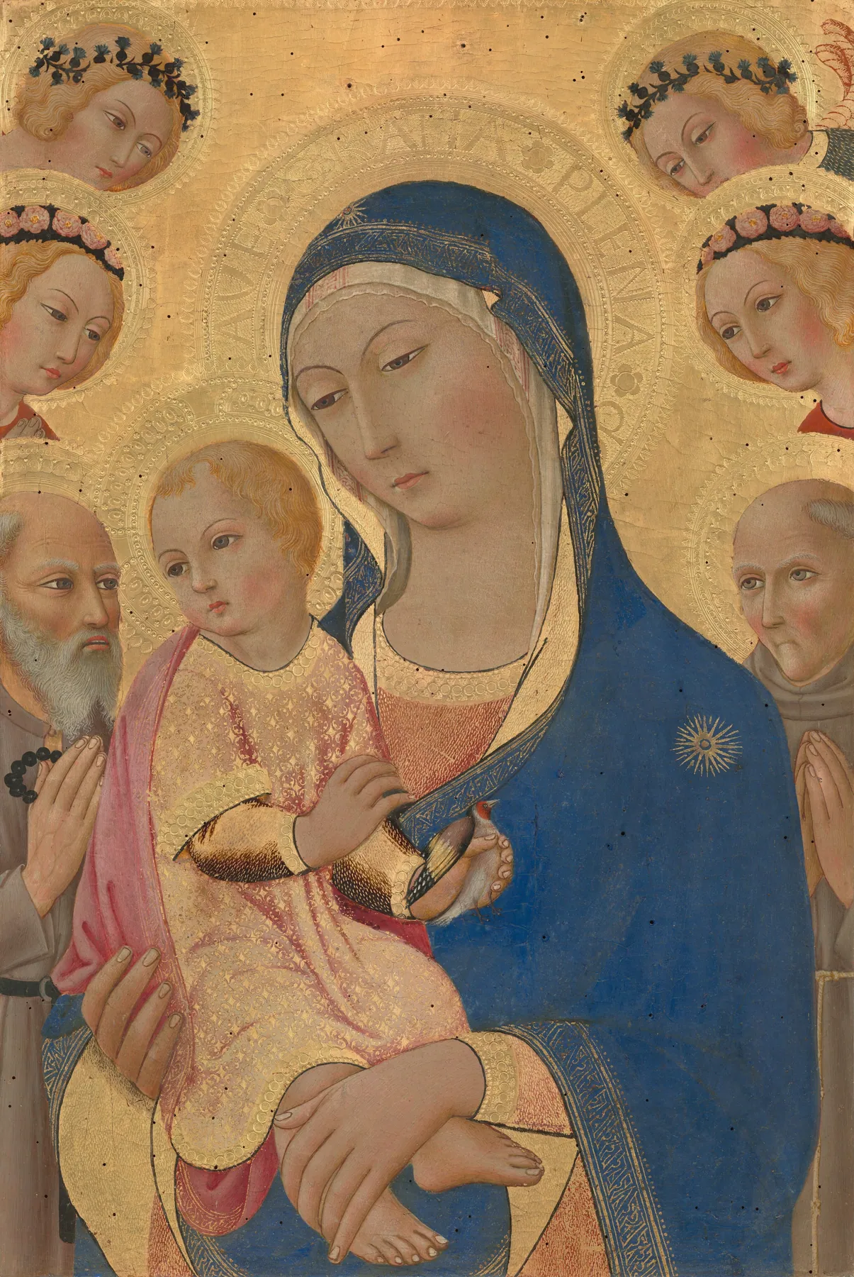 Virgen con el Niño, san Jerónimo, san Bernardino y ángeles, de Sano di Pietro