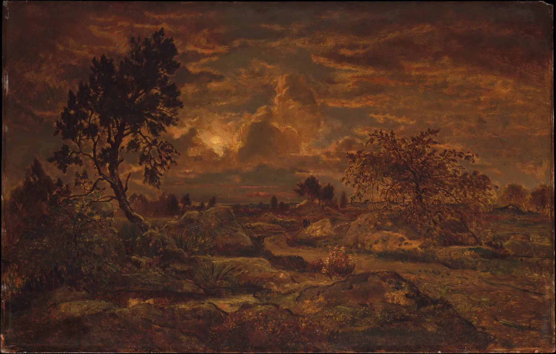 Puesta de sol cerca de Arbonne, de Théodore Rousseau