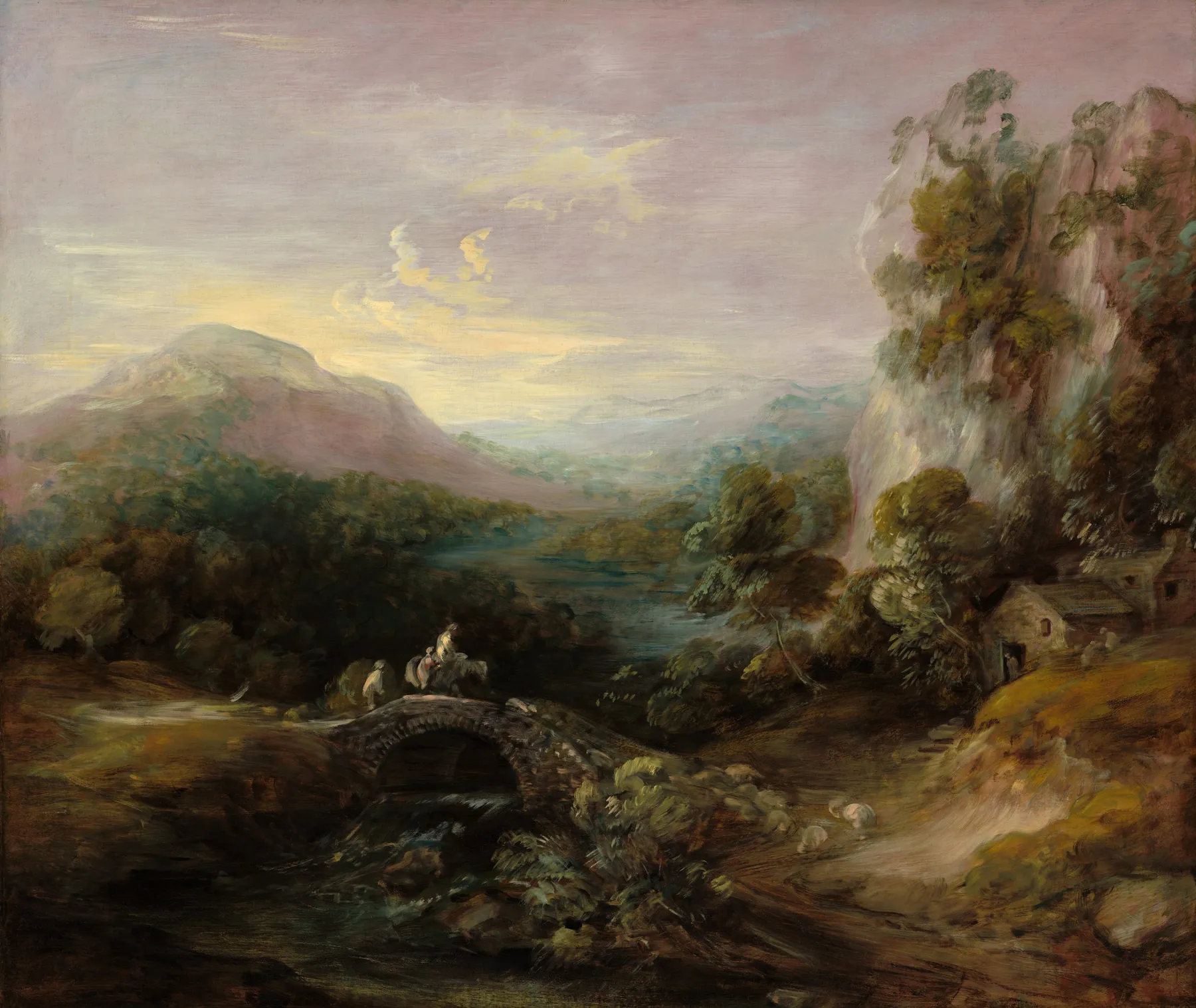 Paisaje montañoso con puente, de Thomas Gainsborough