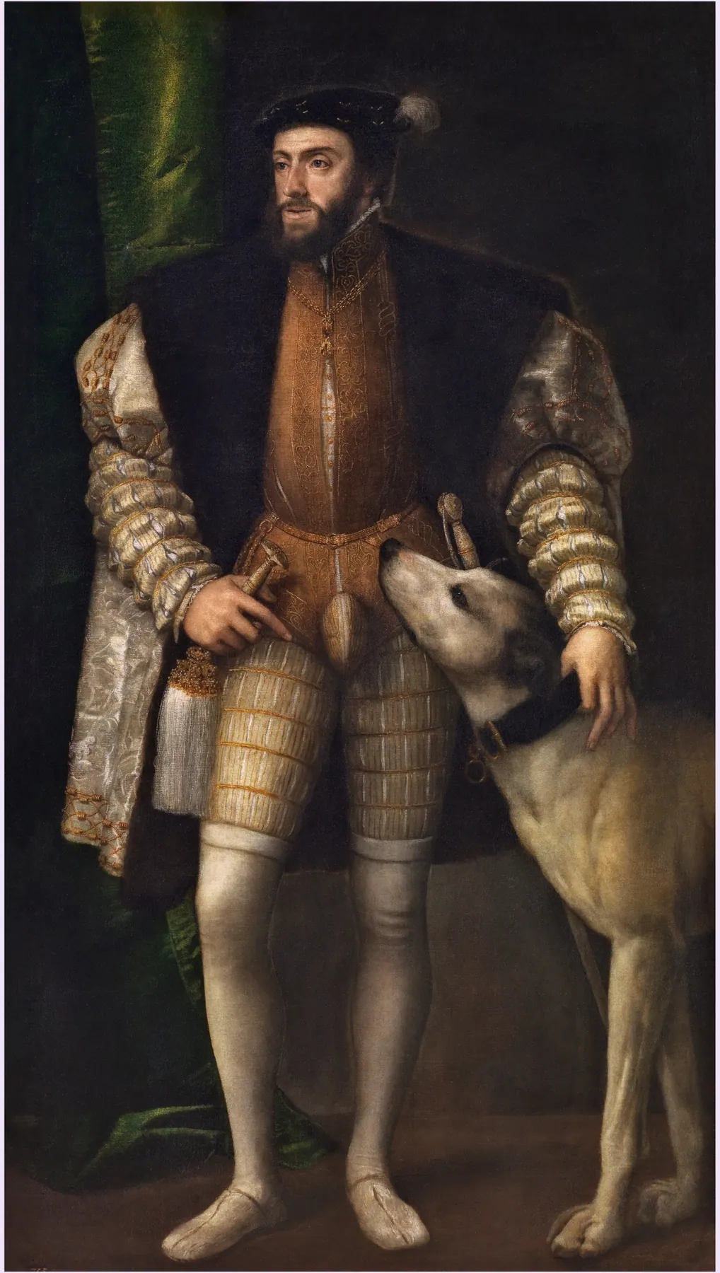 Carlos V con un perro, de Tiziano Vecellio