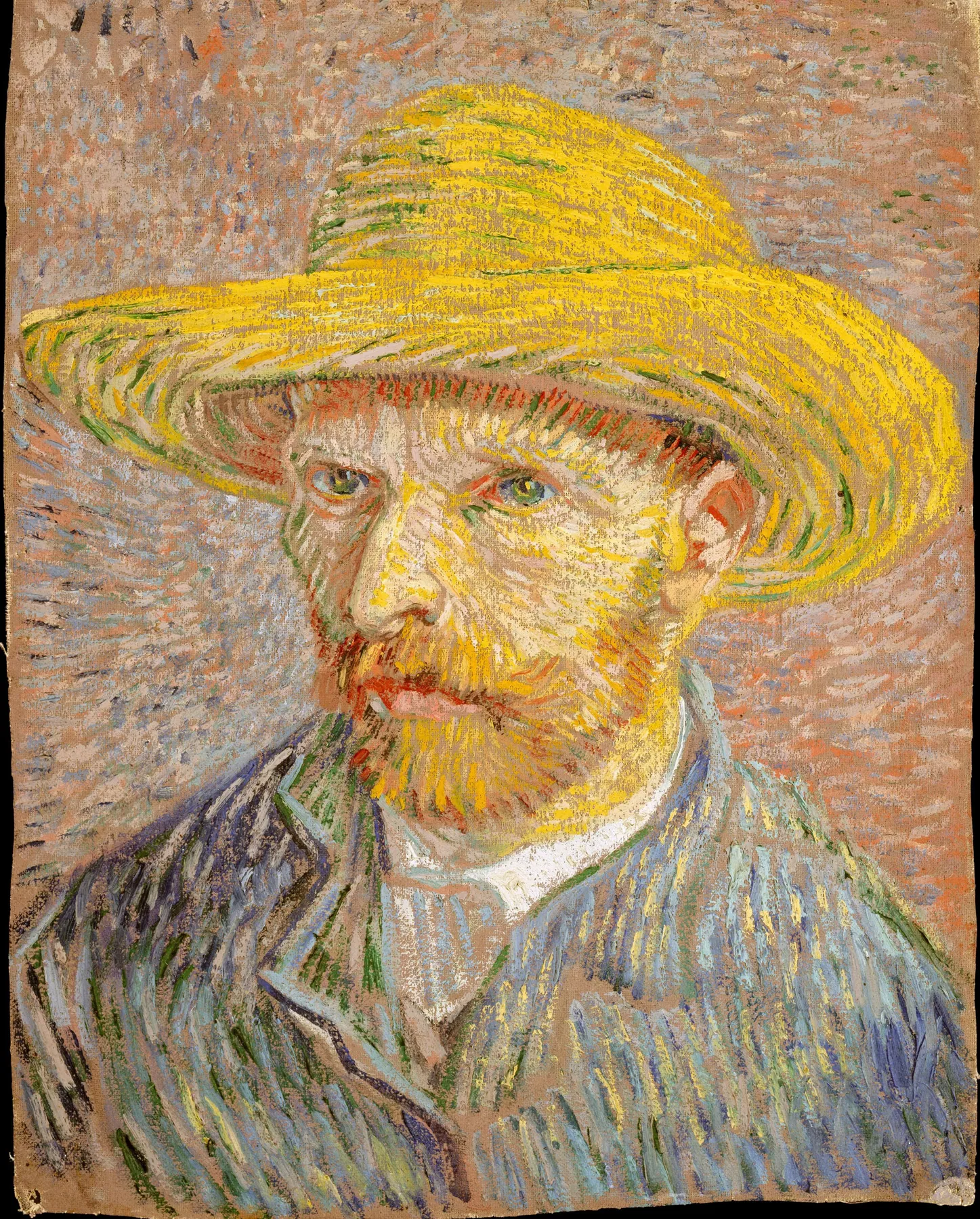 Autorretrato con sombrero de paja (reverso, La peladora de patatas), de Vincent van Gogh