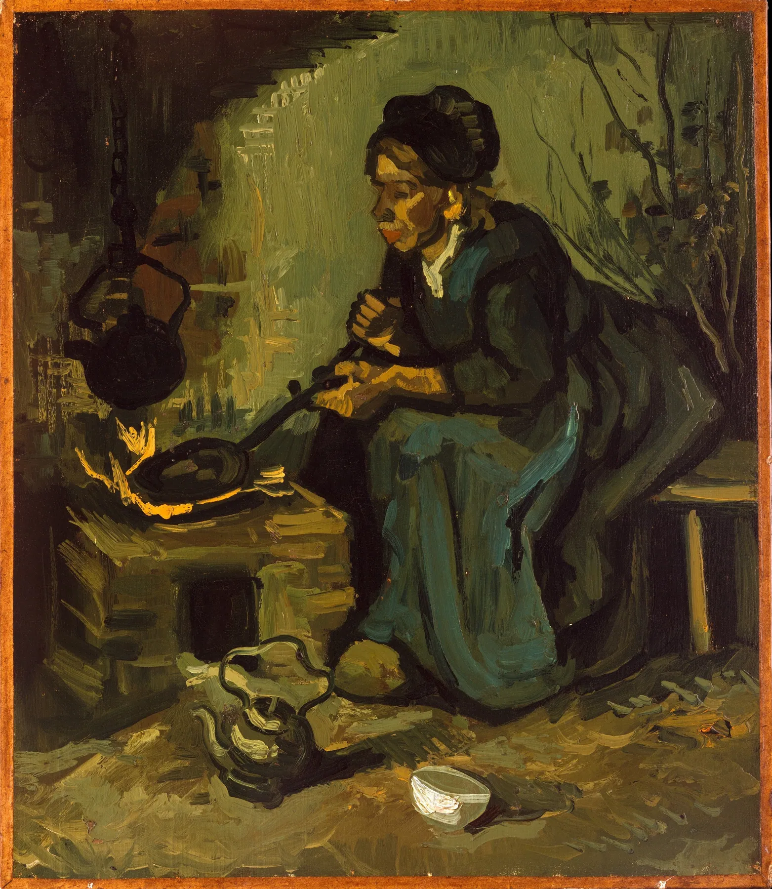 Campesina cocinando junto a la chimenea, de Vincent van Gogh