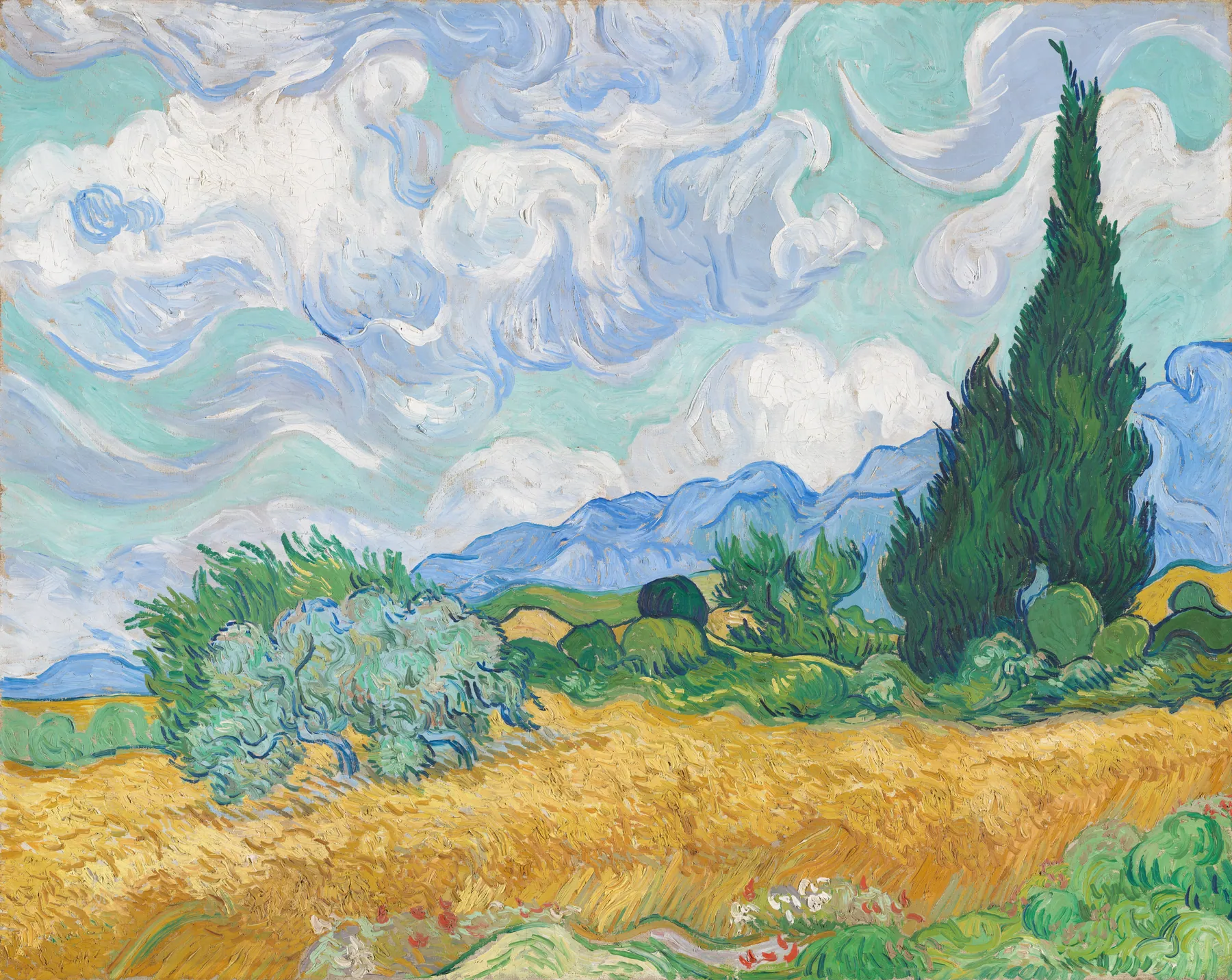 Campo de trigo con cipreses, de Vincent van Gogh