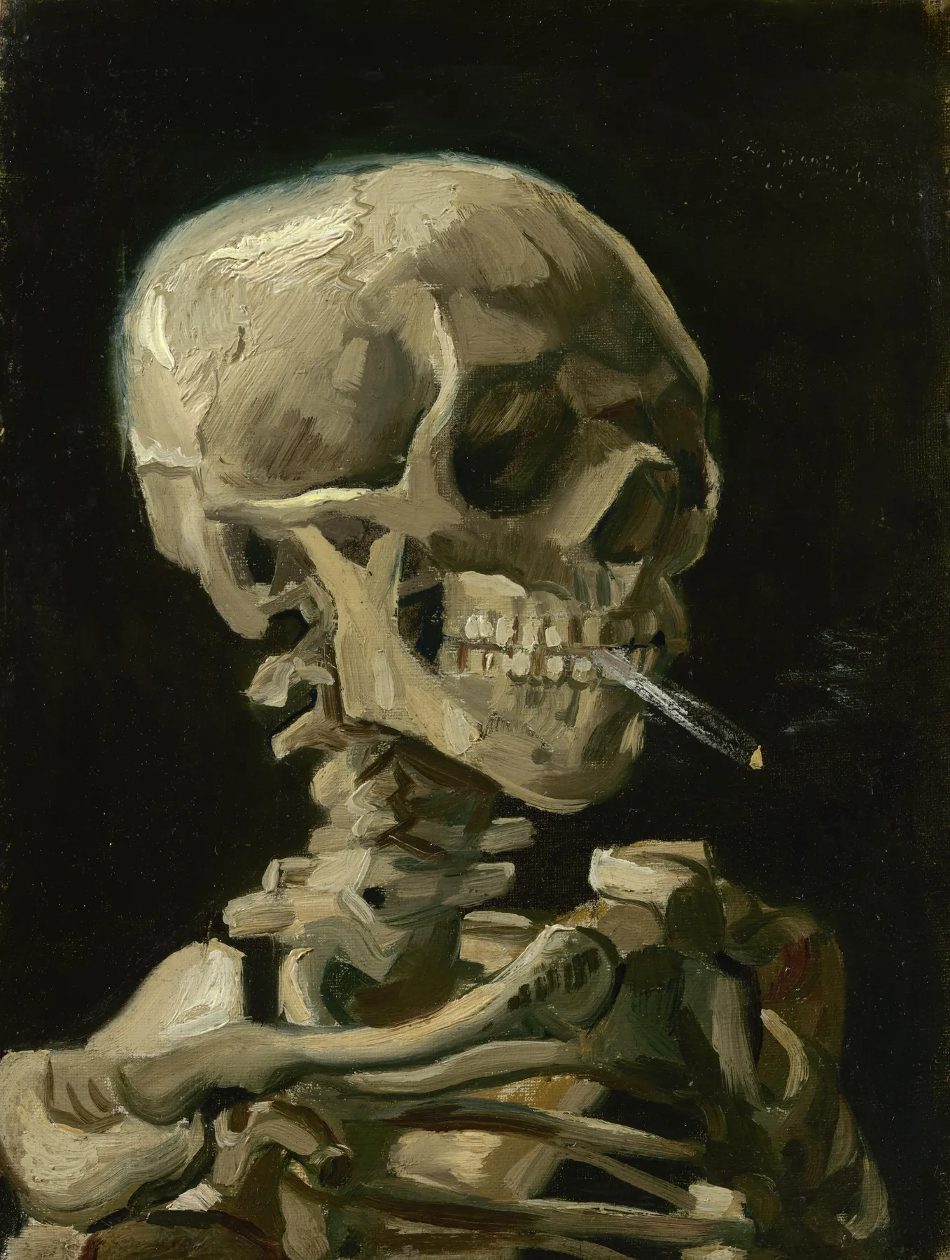 Cráneo con cigarrillo en llamas, de Vincent van Gogh