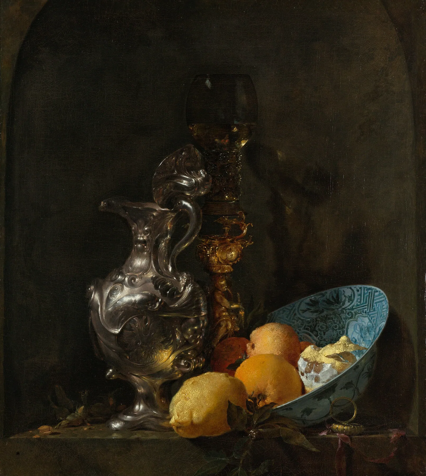 Bodegón con jarra de plata, de Willem Kalf