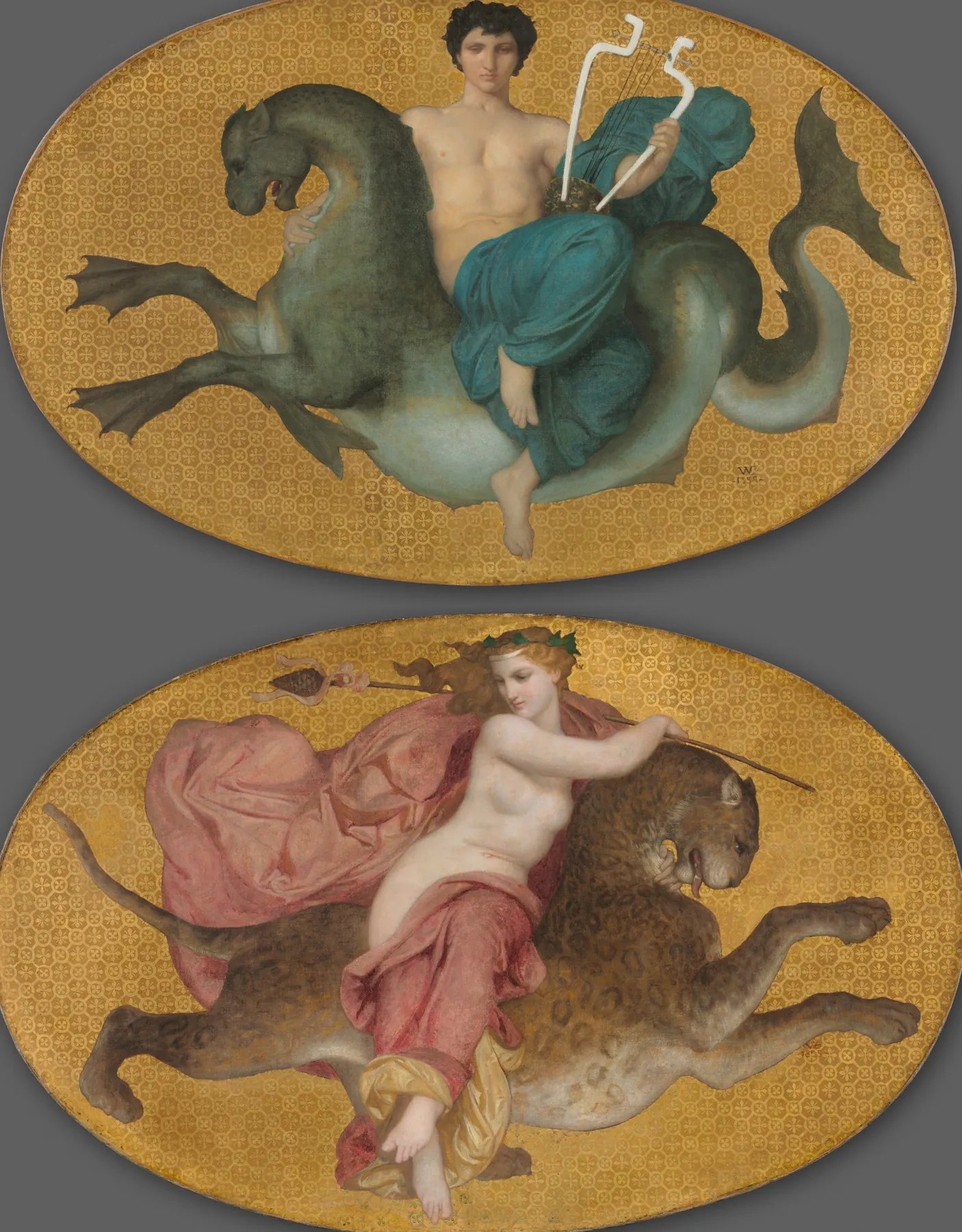 Arión sobre un caballito de mar y Bacante sobre una pantera (pareja), de William-Adolphe Bouguereau