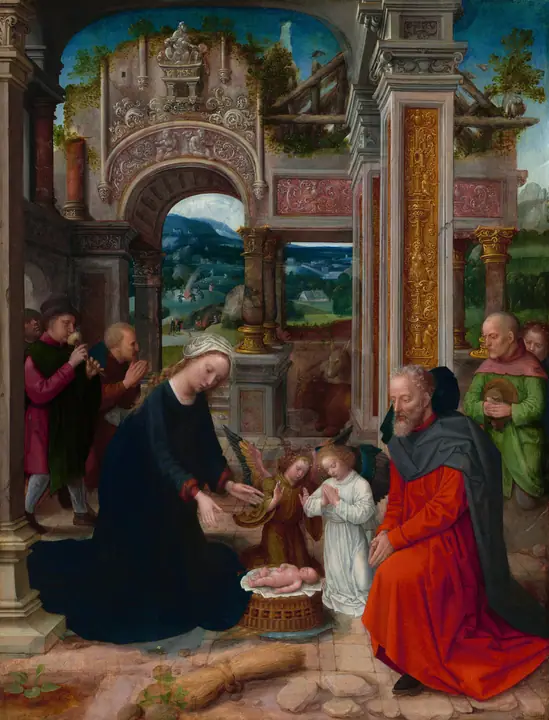 La adoración de los pastores, Adriaen Isenbrant