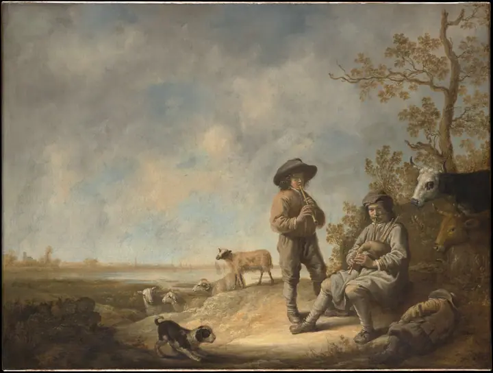 Pastores tocando la flauta, Aelbert Cuyp
